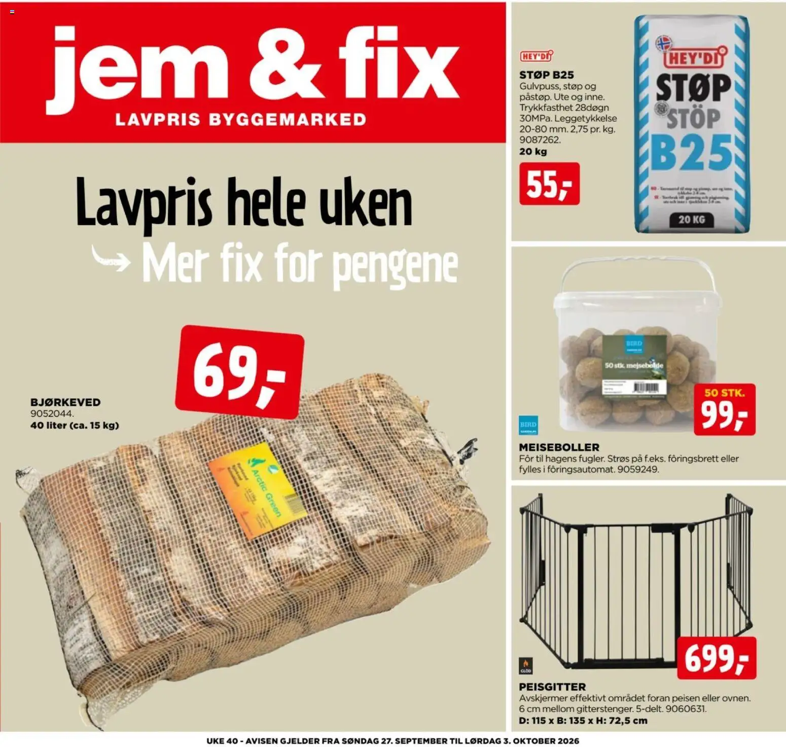 Forhåndsvis Jem & Fix kundeavis fra butikk Jem & Fix gyldig fra 27/09/2026