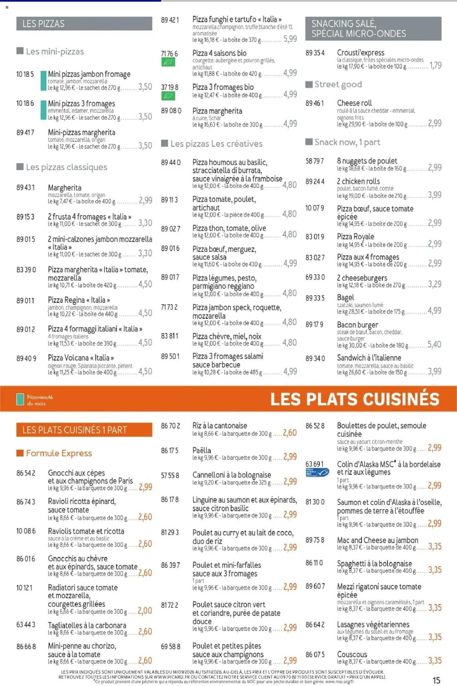 Prévisualisation de Picard - Catalogue Trimestriel du magasin Picard formulaire valide 14/09/2026 - Pizza, Poulet, Gnocchi, Aubergine, Jambon, Cheddar, Sauce à la tomate, Plats cuisinés