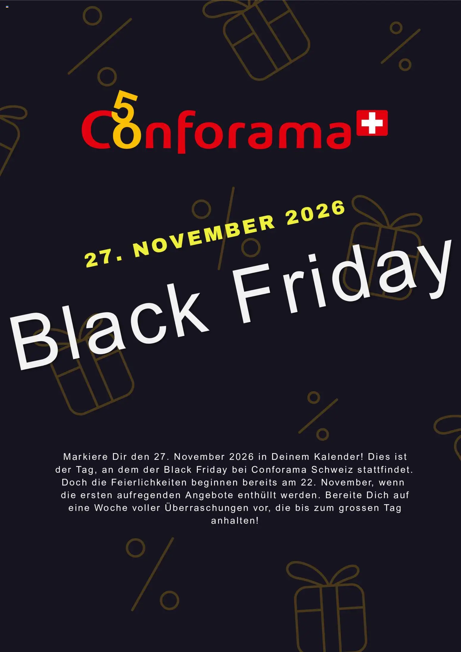 Vorschau des Merkblatts Conforama Black Friday Vorankündigung vom Shop Conforama gültig von 23.10.2026 bis 