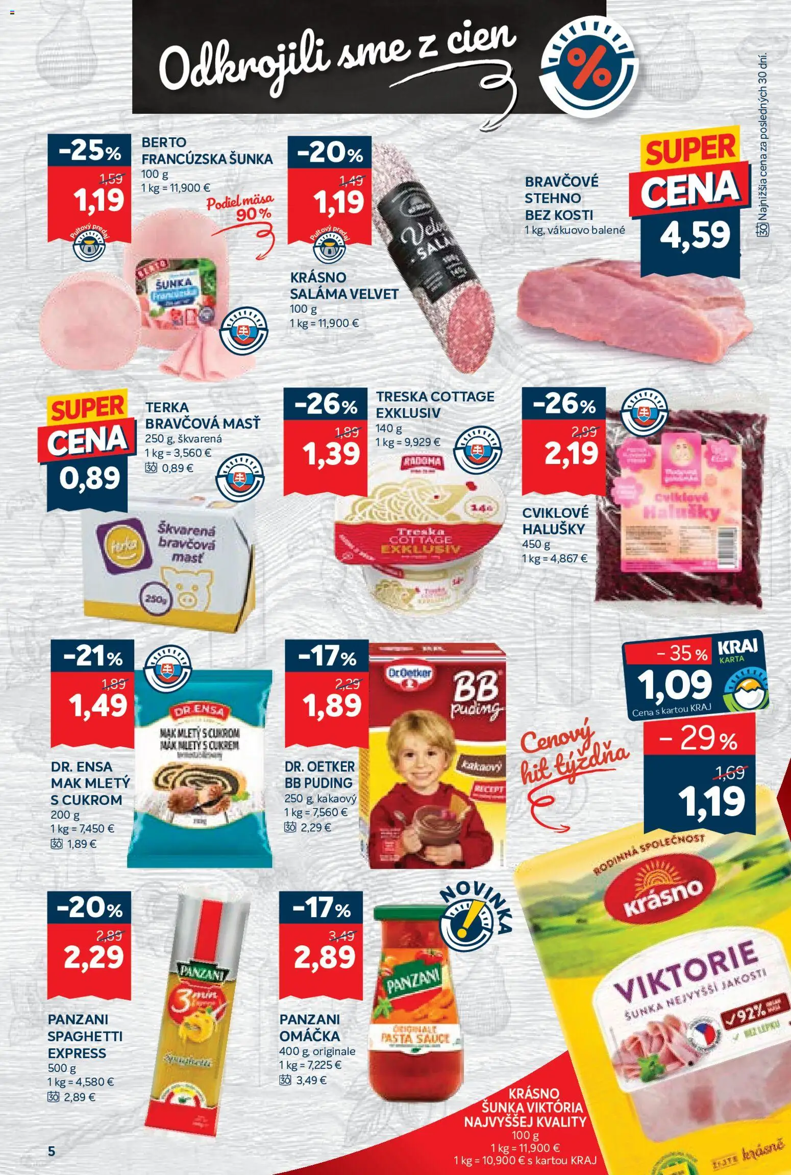 Náhľad Kraj letáku platného od 15.10.2026 - Treska, Puding, Mak, Šunka, Omáčka, Bravčová masť, Saláma