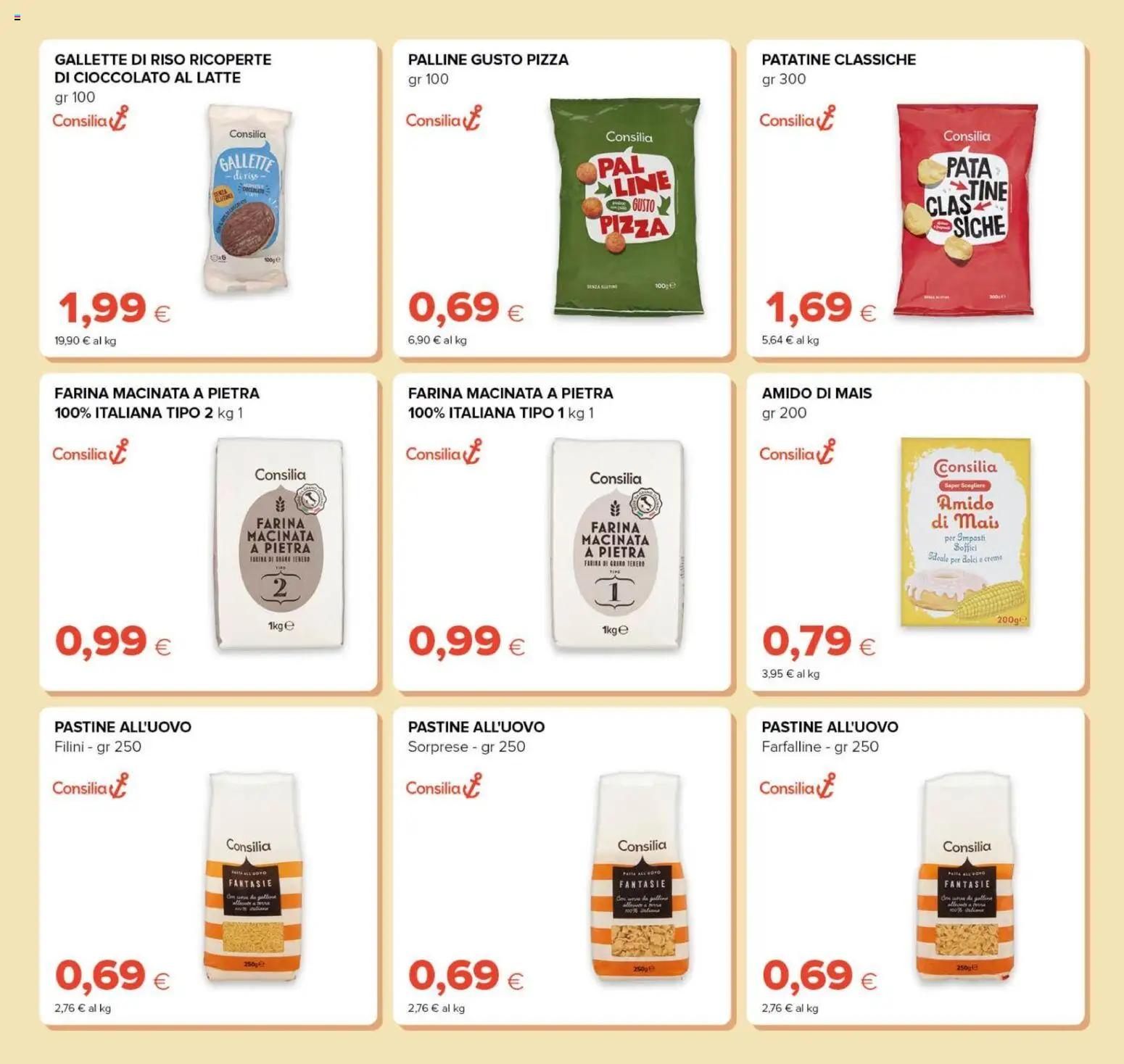 Anteprima dell'opuscolo Oasi volantino Prezzi Ribassati dal negozio Oasi valido da 21/10/2026 - Pizza, Dolci, Cioccolato, Riso, Patatine, Farina, Mais, Gallette