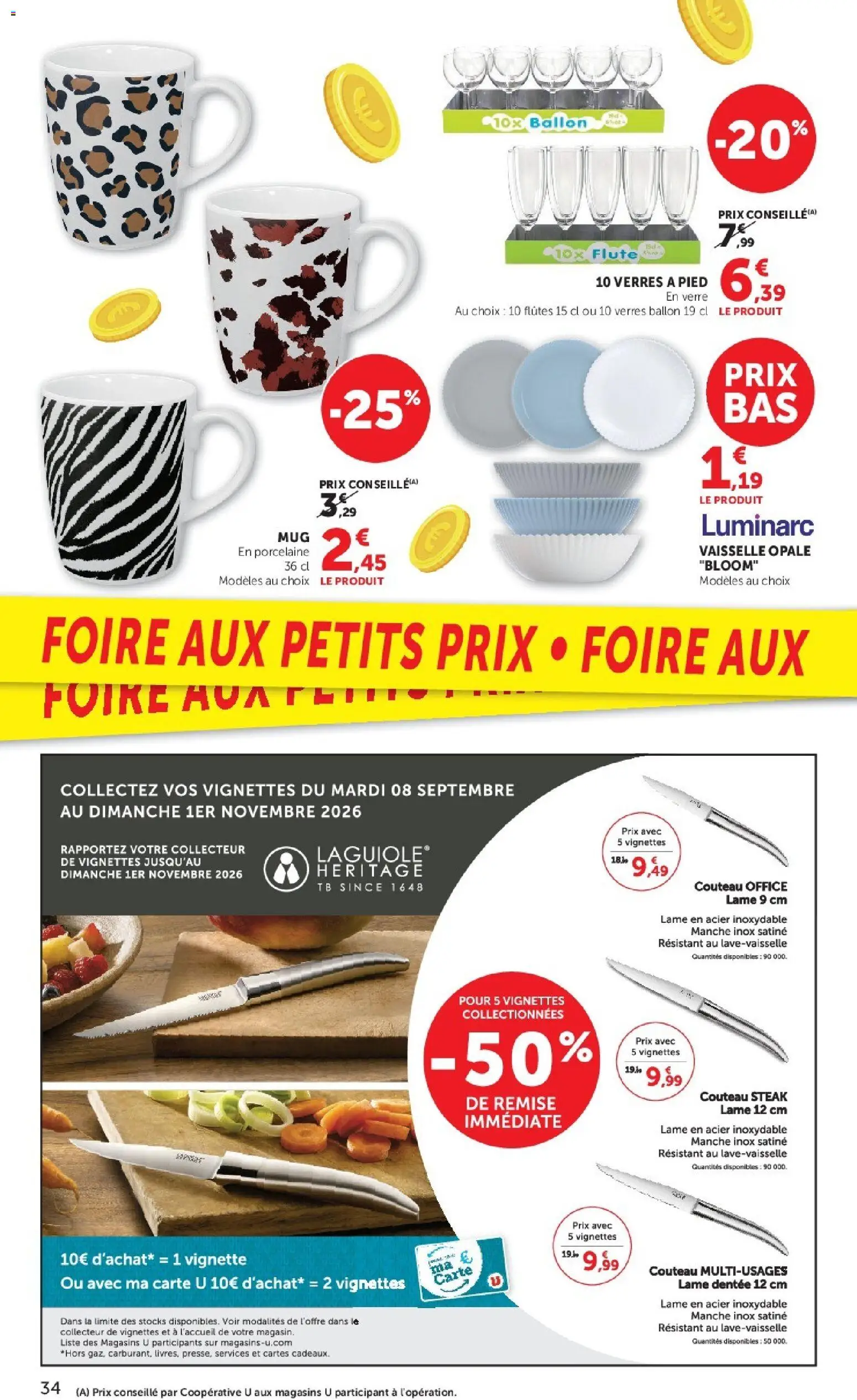 Prévisualisation de Super U catalogue du magasin Super U formulaire valide 08/09/2026 - Vaisselle, Steak, Verres, Ballon, Porcelaine, Verres ballon, Flûte