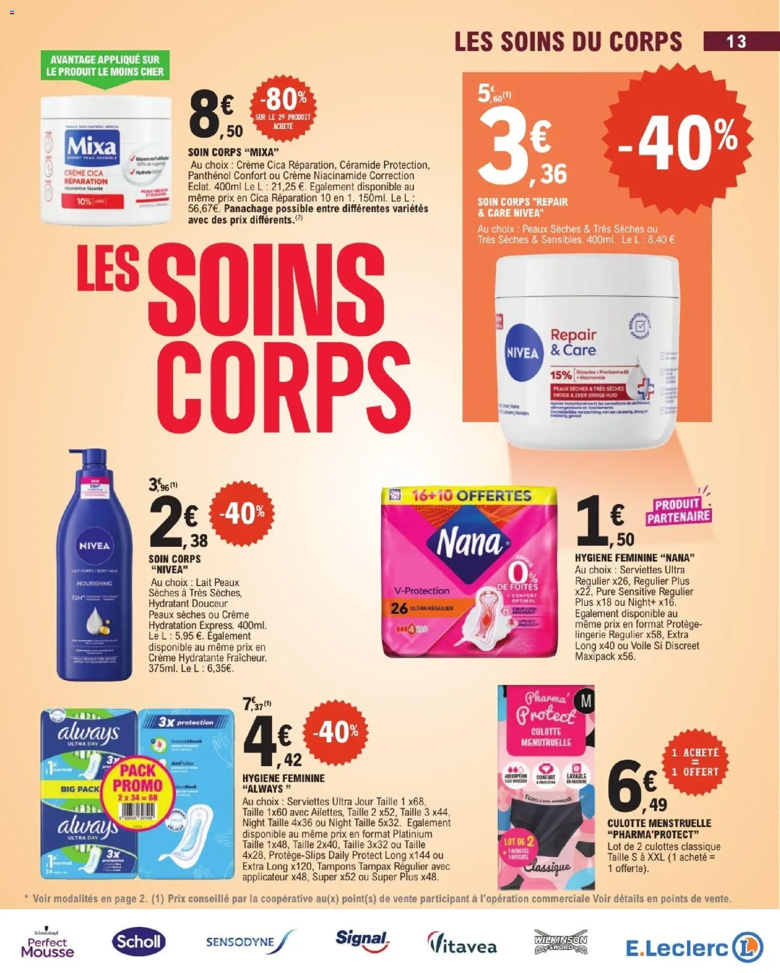 Prévisualisation de E.Leclerc Beaute automne du magasin E.Leclerc formulaire valide 01/09/2026 - Culotte menstruelle, Crème, Tampons, Culotte, Crème hydratante, Hygiène, Serviettes, Tampax