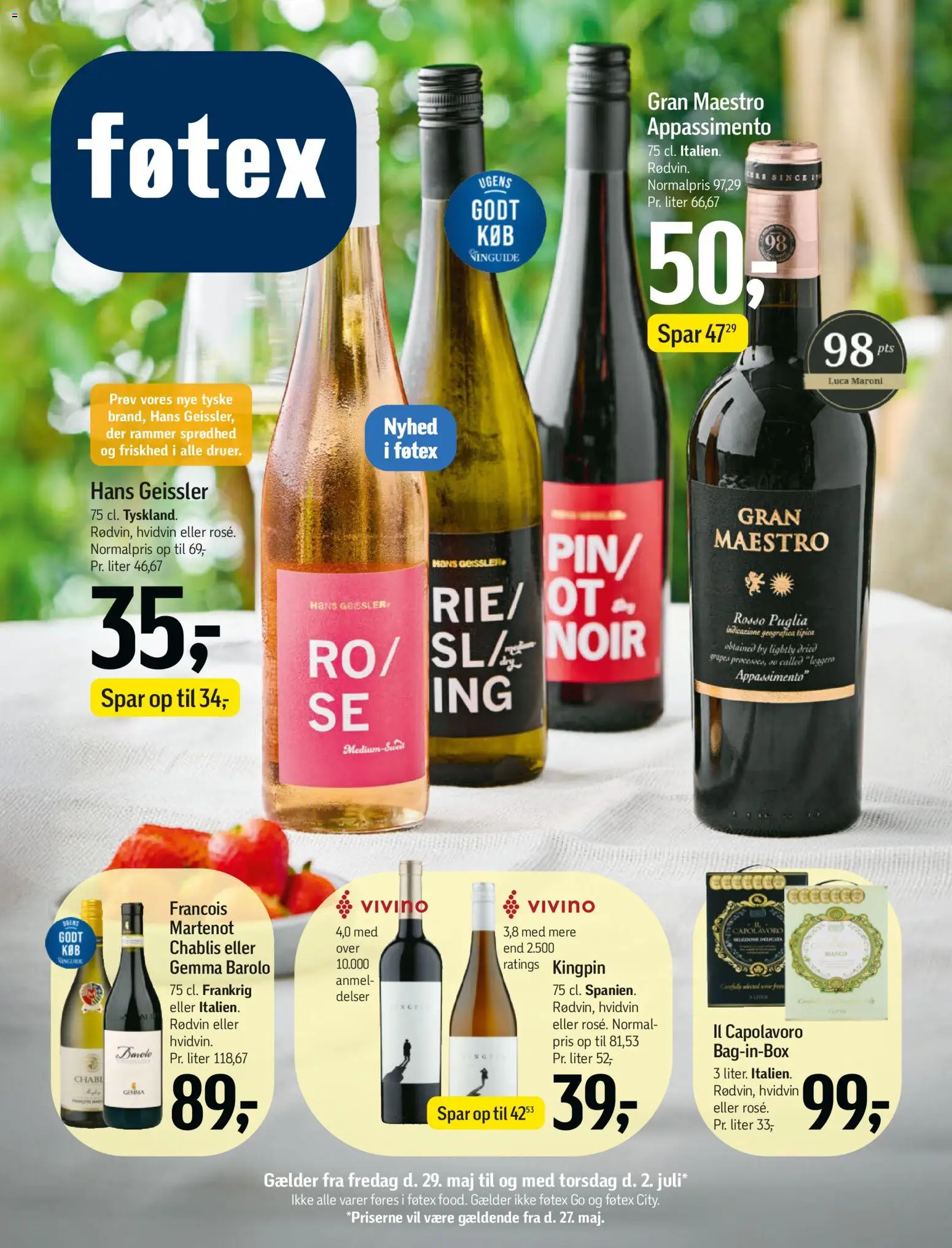 Eksempel på tilbudsavis Føtex - Sommerens bedste flasker fra butik Føtex gyldig fra 29/05/2026 - Rammer, Rødvin, Hvidvin