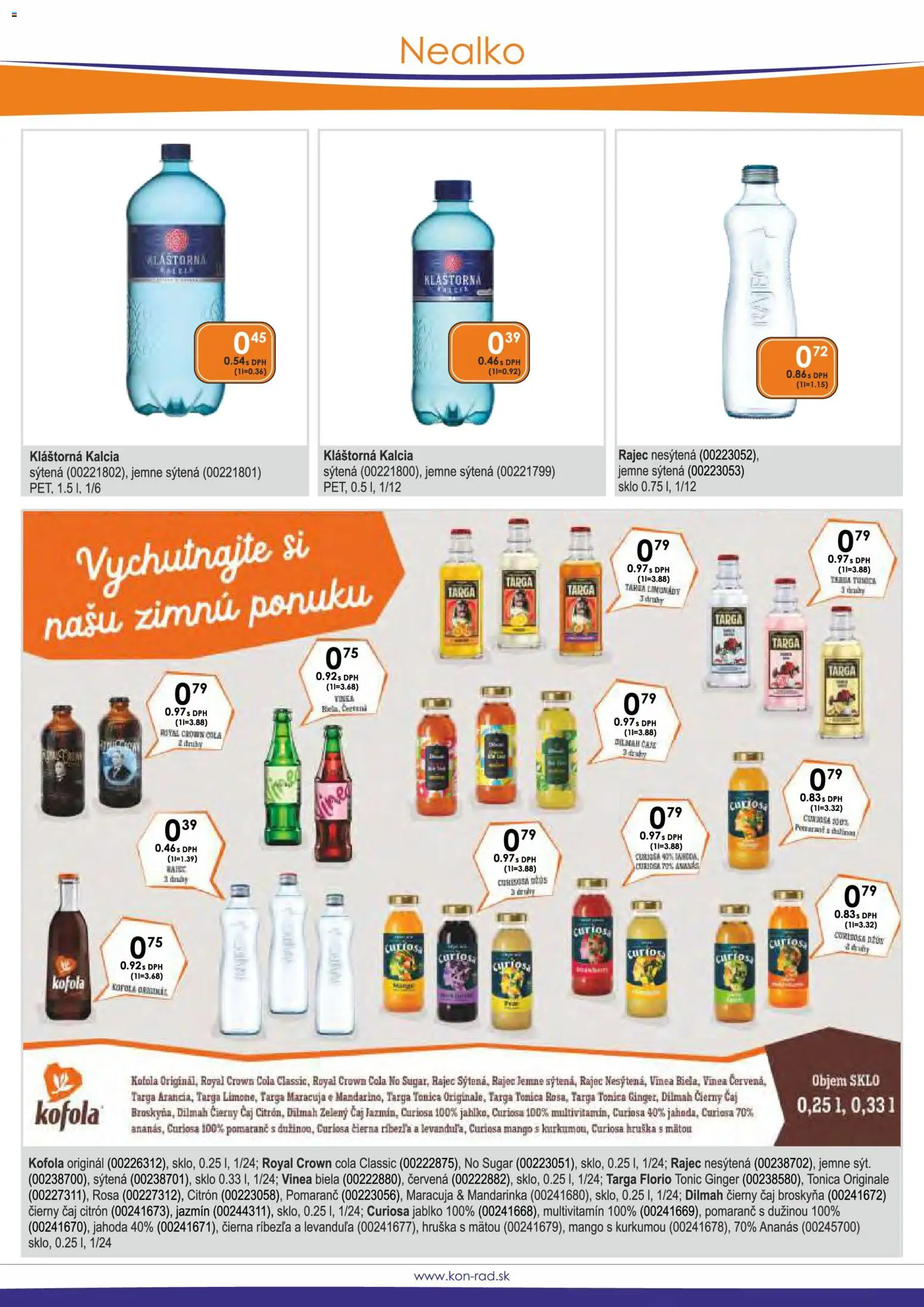 Náhľad KON - RAD letáku platného od 01.03.2026 - Mango, Kofola, Čaj, Tonic, Vinea, Multivitamín, Čierny čaj, Ananás