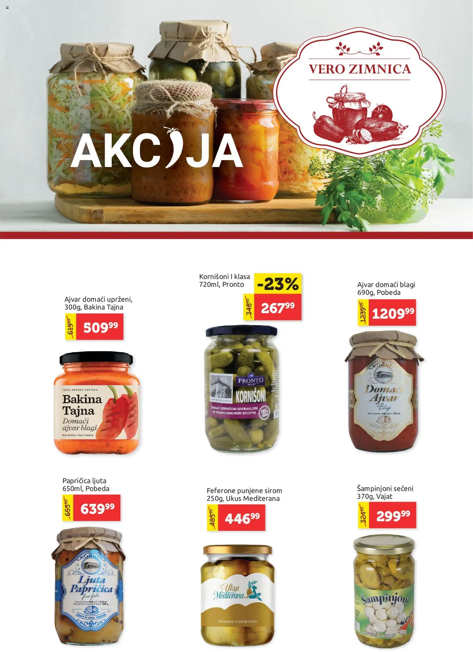 Pregled SuperVERO kataloga - važi od 17.09.2026 - Paprika, Ajvar, Pronto, Šampinjoni, Pečena paprika, Kornišoni