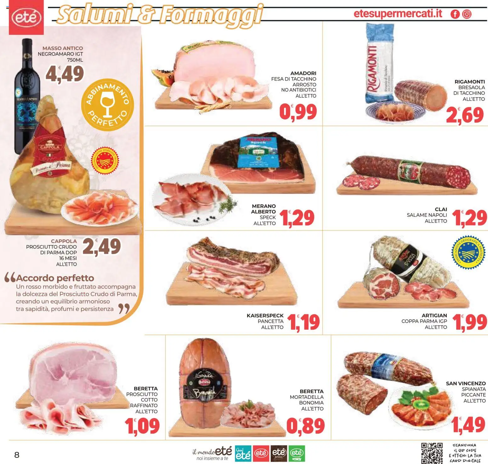 Anteprima dell'opuscolo Eté volantino dal negozio Eté valido da 23/10/2026 - Tacchino, Mortadella, Speck, Prosciutto Crudo, Profumi, Salame, Pancetta, Arrosto