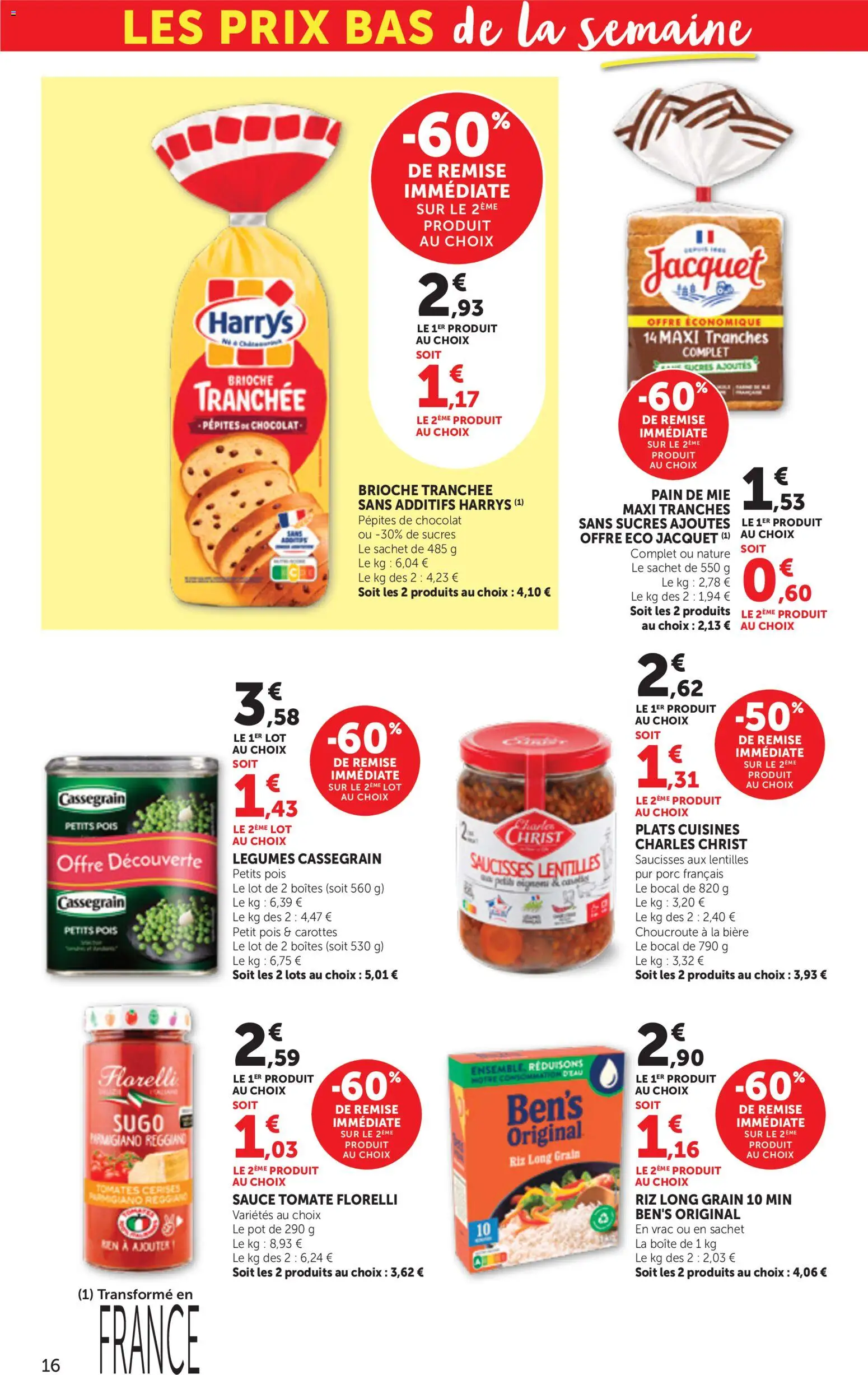 Prévisualisation de bi1 Catalogue la beaute à prix bas du magasin bi1 formulaire valide 01/09/2026 - Choucroute, Pain, Carottes, Tomate, Cerises, Saucisses, Porc, Brioche tranchée