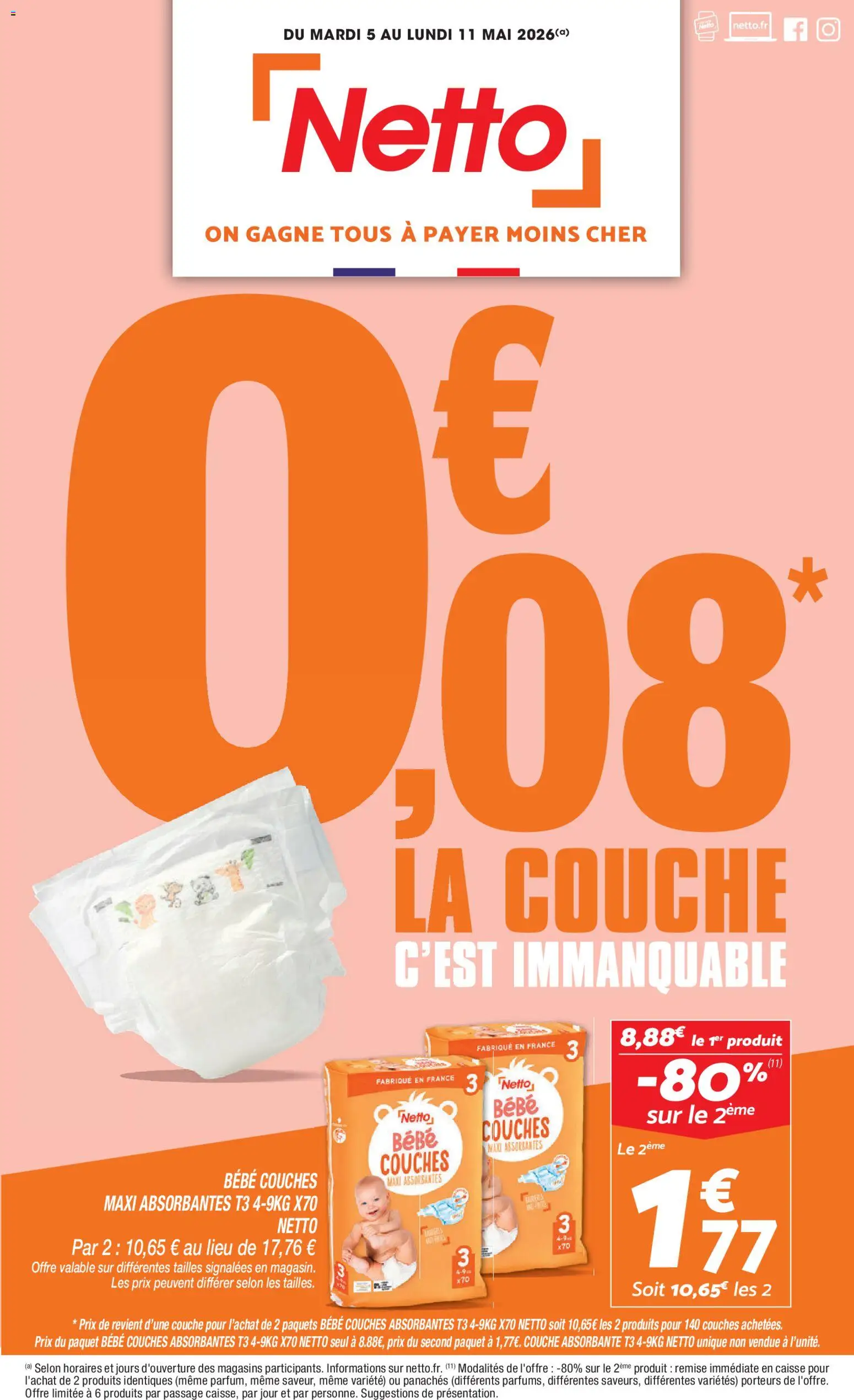 Prévisualisation de Netto - c'est immanquable du magasin Netto formulaire valide 05/05/2026 - Couches, Couches maxi