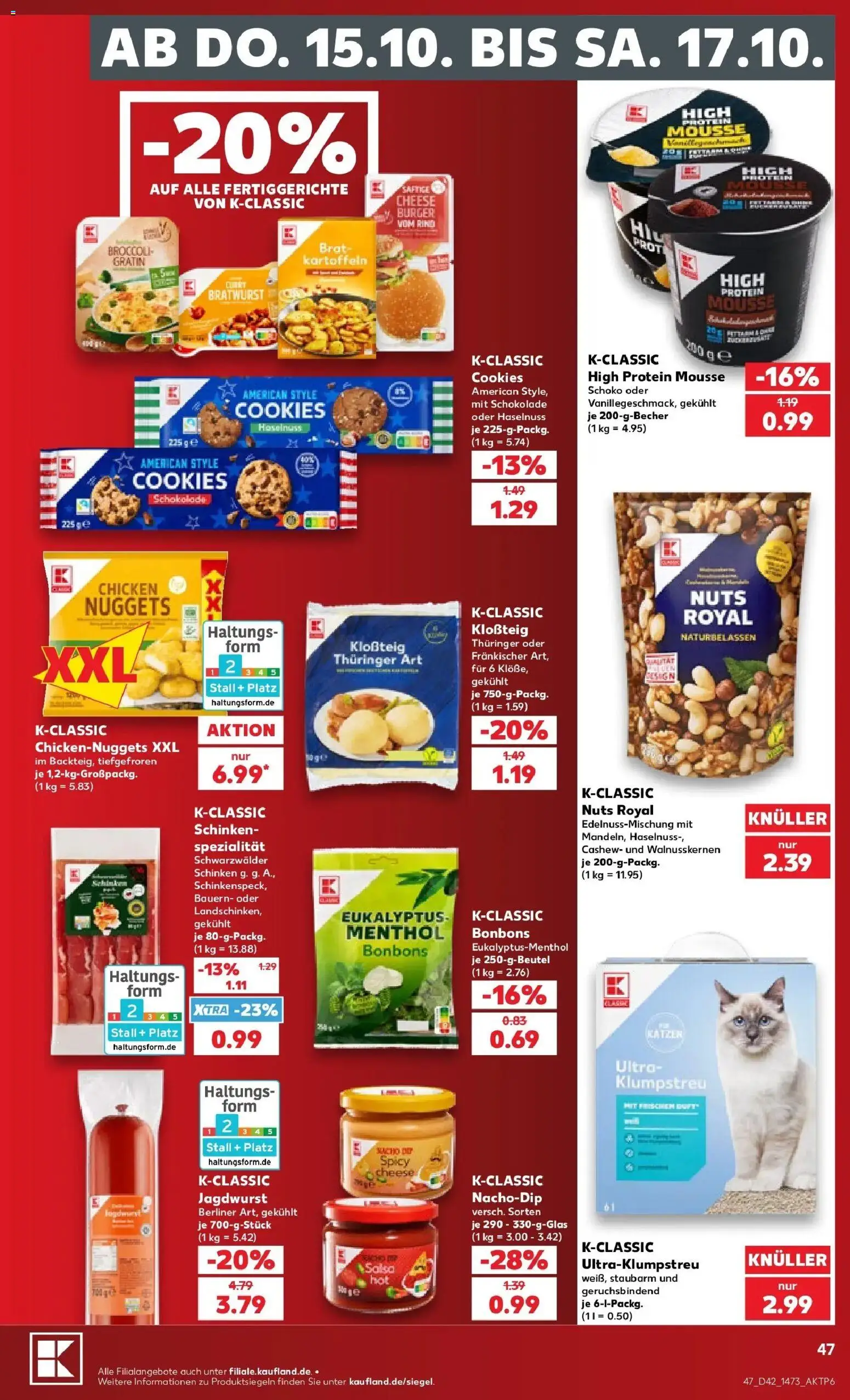 Vorschau von dem Prospekt des Geschäftes Kaufland, gültig ab dem 12.10.2026 - Burger, Schokolade, Bratwurst, Berliner, Kartoffeln, Schinken, Cashew, Fertiggerichte