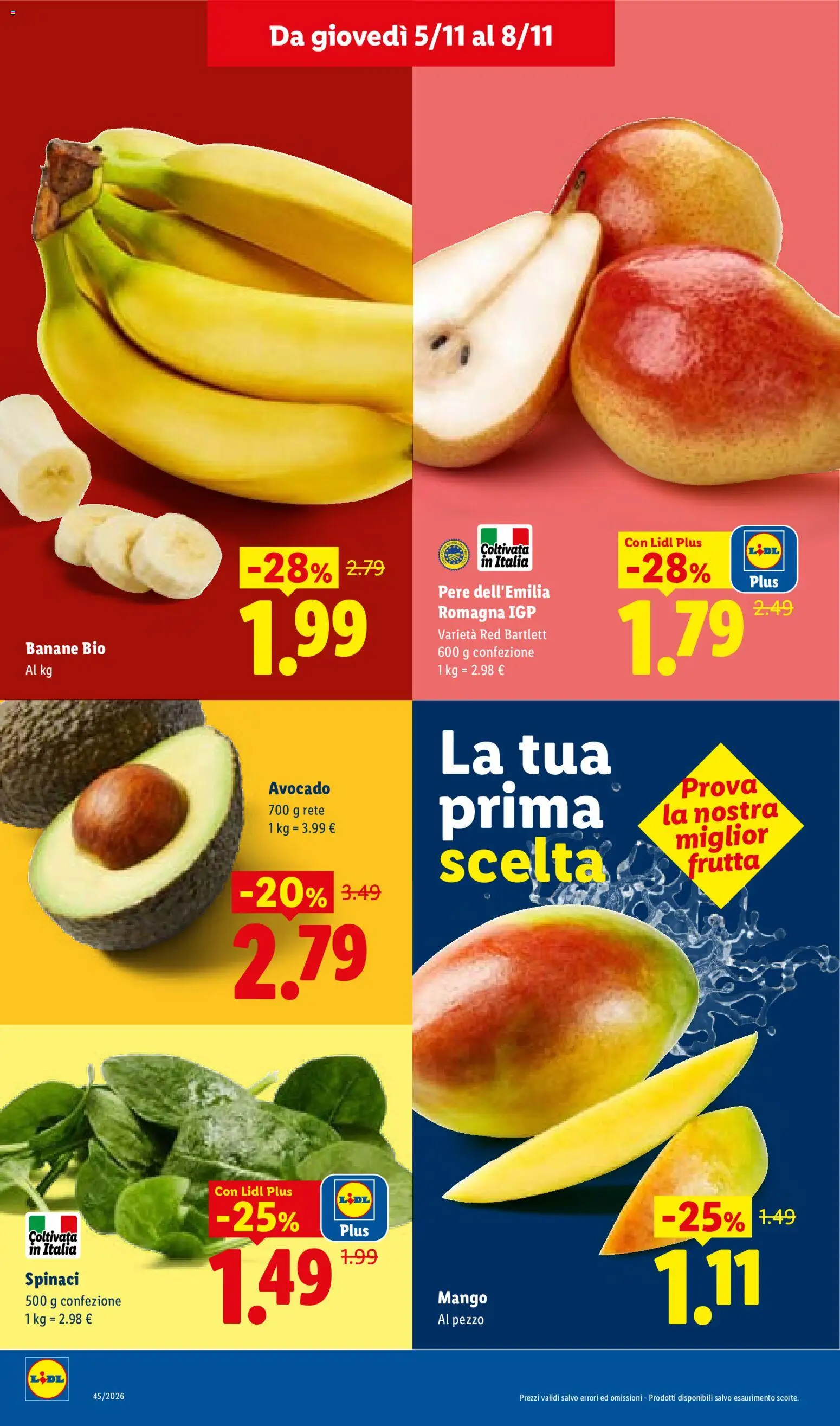 Anteprima dell'opuscolo Lidl volantino Sicilia dal negozio Lidl valido da 02/11/2026 - Mango, Avocado, Frutta, Spinaci, Banane, Pere