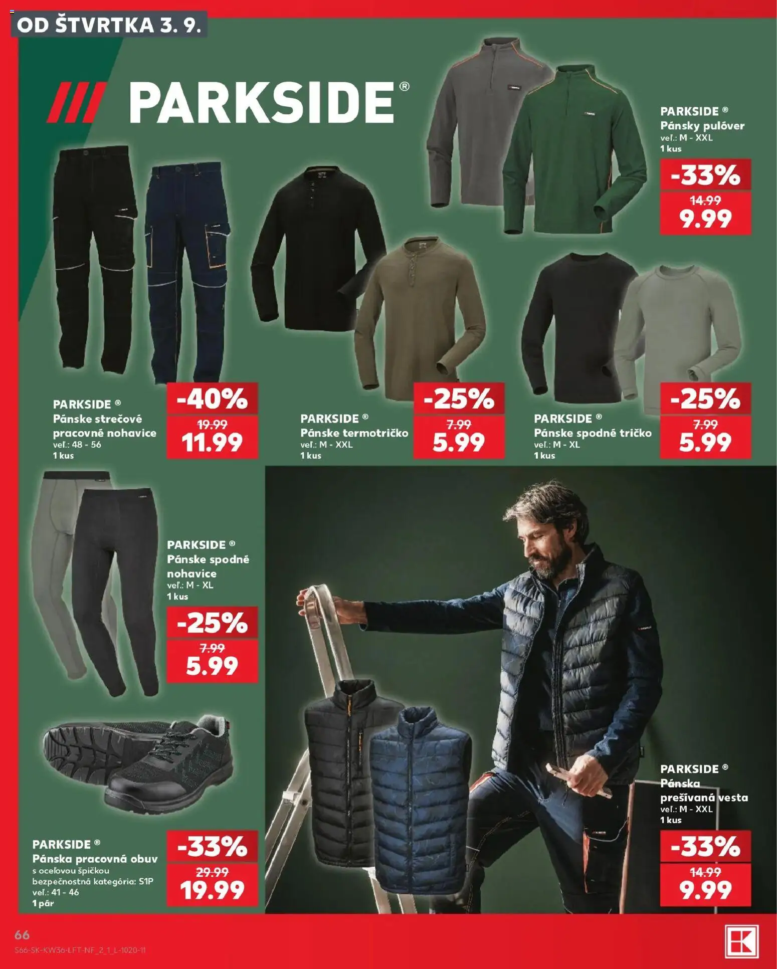Náhľad Kaufland letáku platného od 03.09.2026 - Parkside, Tričko, Nohavice, Vesta, Pracovná obuv