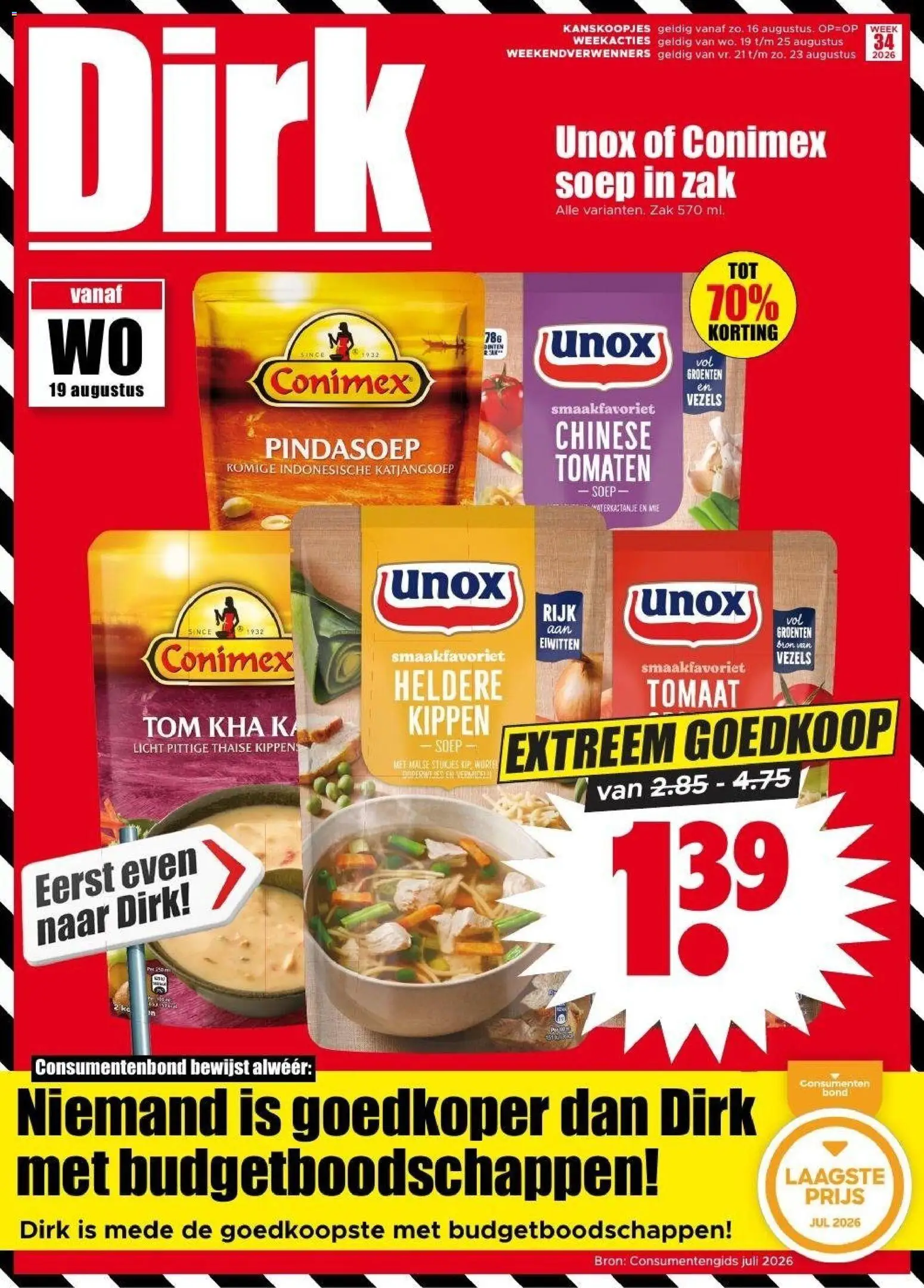 Voorbeeld van Dirk folder week 34 van winkel Dirk geldig vanaf 19-08-2026