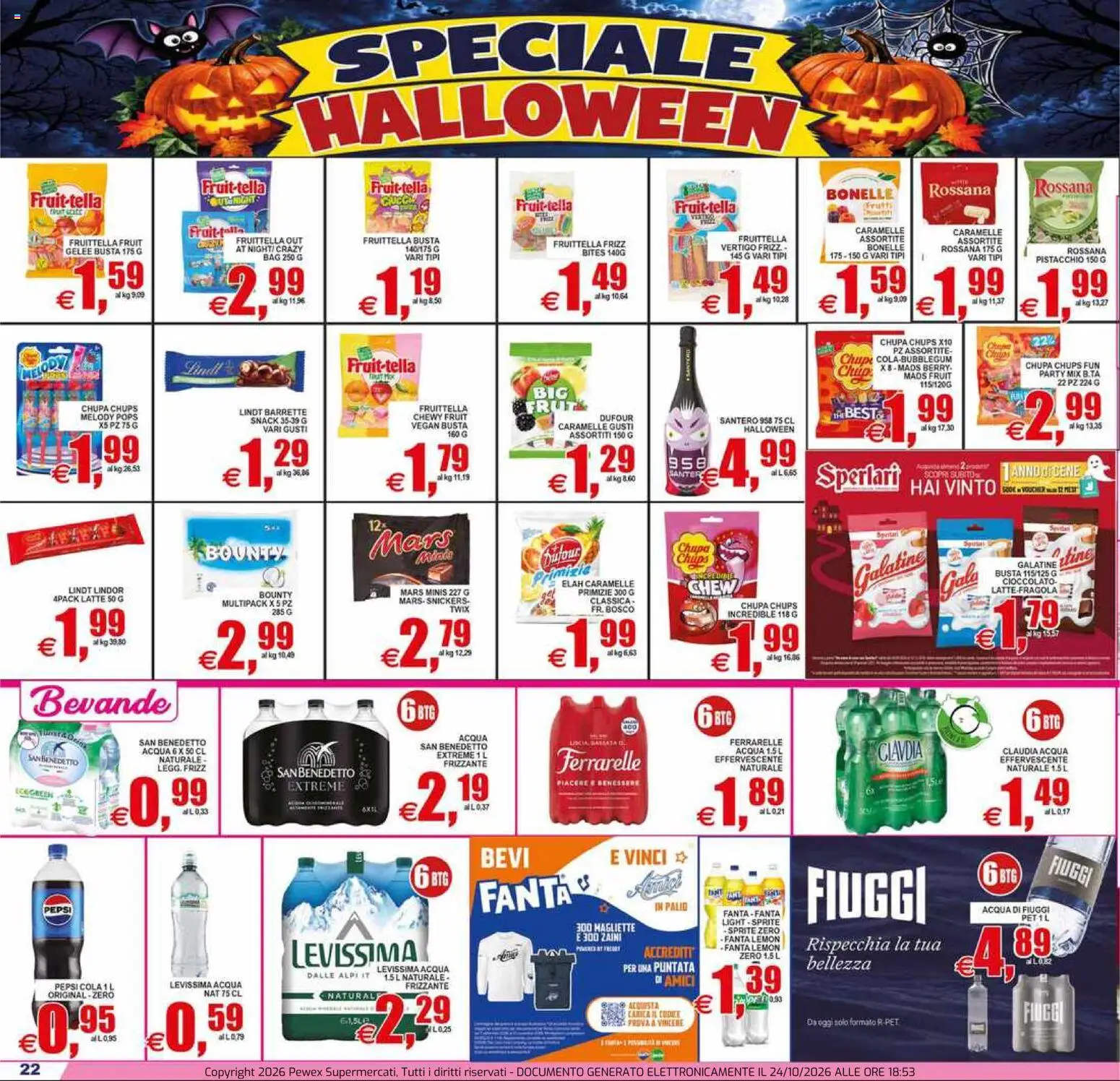 Anteprima dell'opuscolo Pewex volantino Supermercati Via Rubicone dal negozio Pewex valido da 23/10/2026 - Vegan, Latte, Cioccolato, Lindt, Pistacchio, Caramelle, Pepsi, Bevande