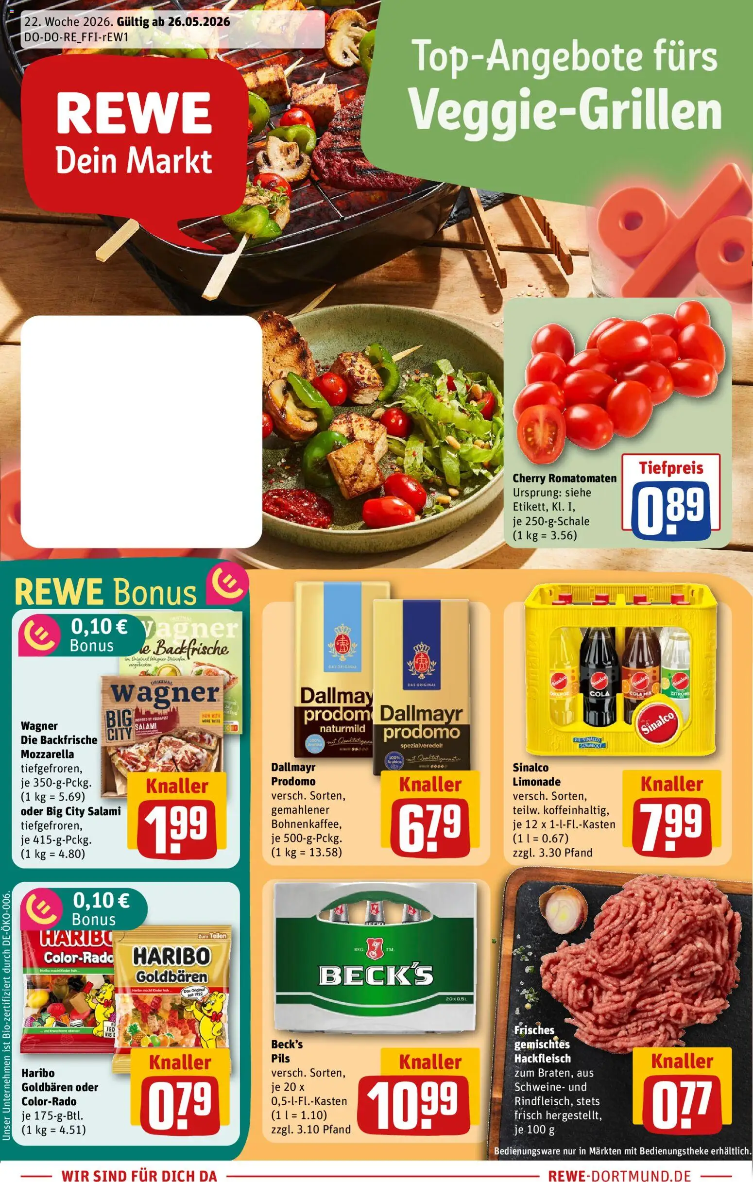 Vorschau von dem Prospekt des Geschäftes Rewe ihr Kaufpark, gültig ab dem 26.05.2026 - Haribo, Cola, Mozzarella, Dallmayr, Salami, Limonade, Sinalco, Pils