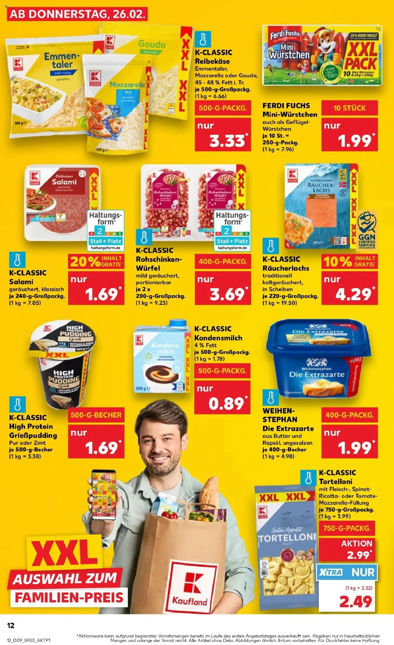 Vorschau von dem Prospekt des Geschäftes Kaufland, gültig ab dem 26.02.2026 - Butter, Mozzarella, Lachs, Milch, Salami, Pudding, Gouda, Räucherlachs