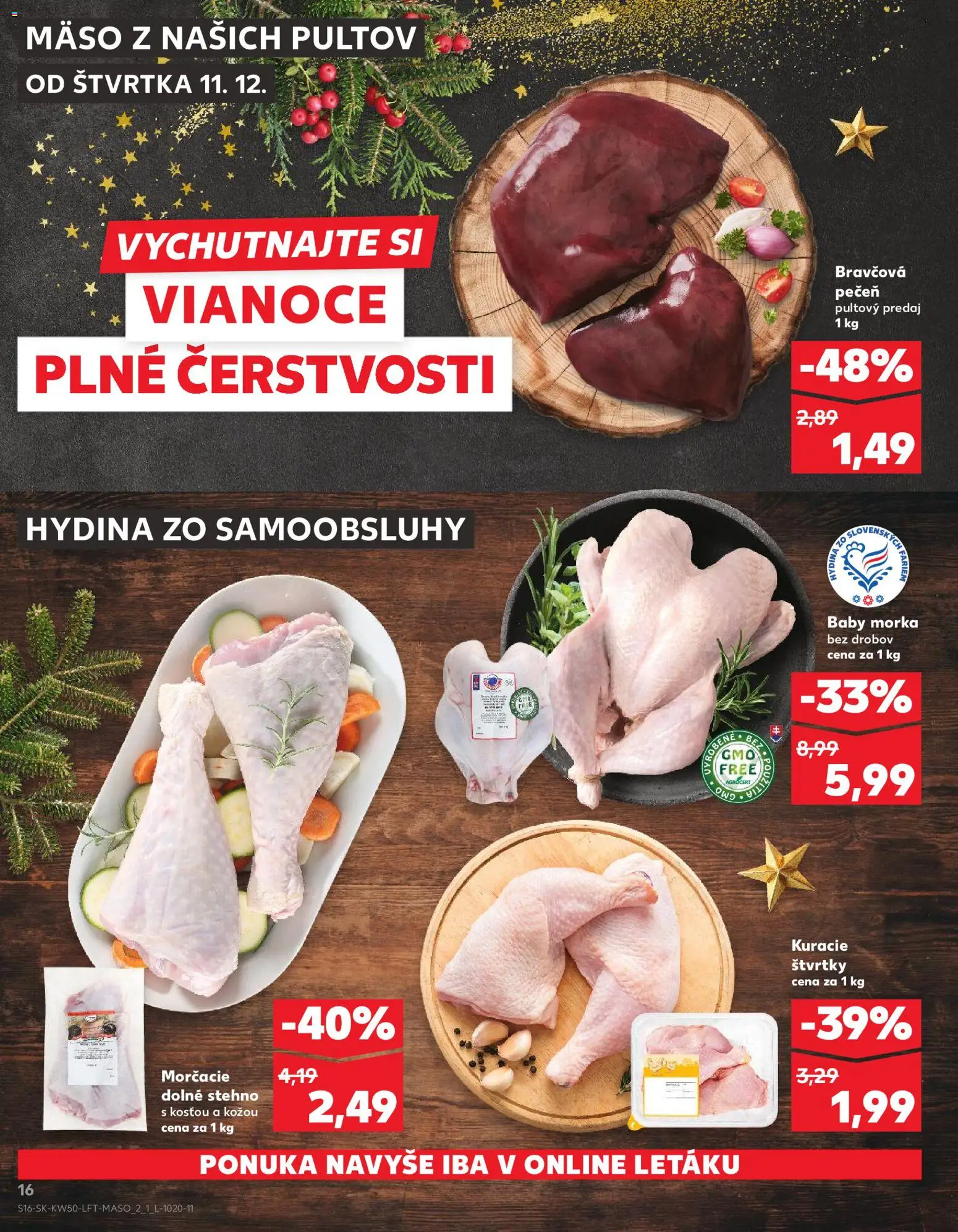 Náhľad Kaufland letáku platného od 11.12.2025 - Mäso, Pečeň, Morka, Bravčová pečeň