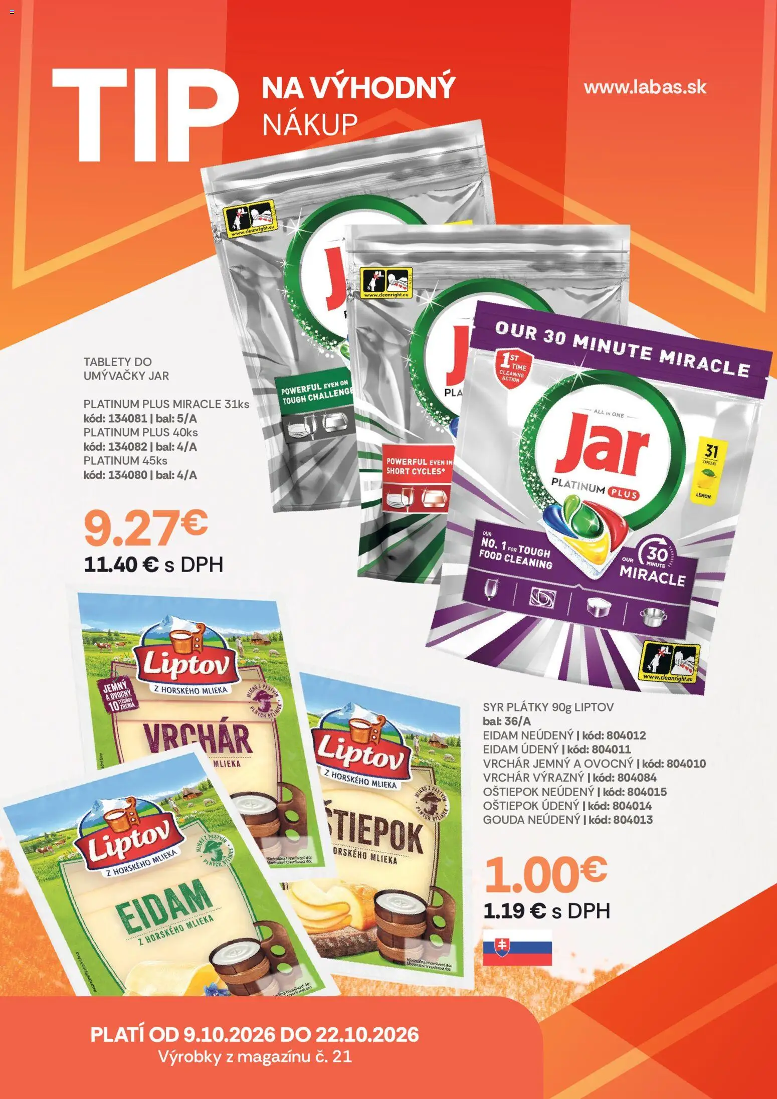 Náhľad Labaš letáku platného od 09.10.2026 - Syr, Jar, Gouda, Eidam