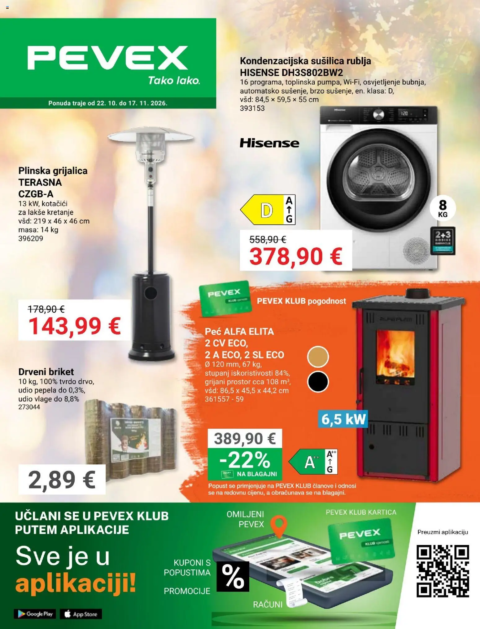 Pregled letka Pevex Katalog trgovine Pevex vrijedi od 22.10.2026 - Sušilica rublja, Sušilica