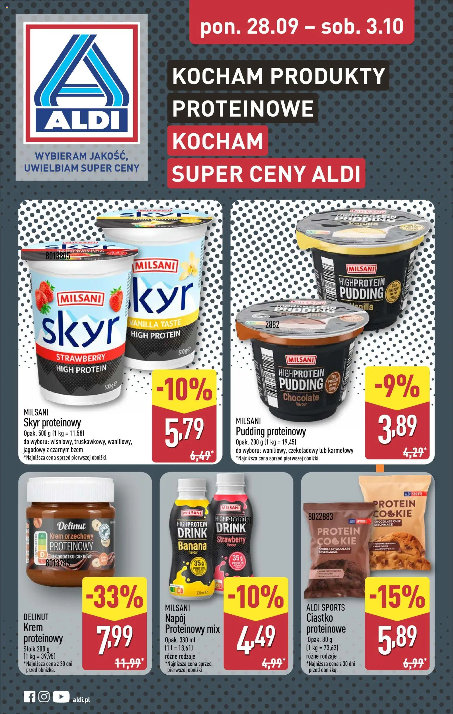 Pogląd gazetki "Aldi gazetka - Produkty proteinowe" ze sklepu Aldi ważnej od 28.09.2026