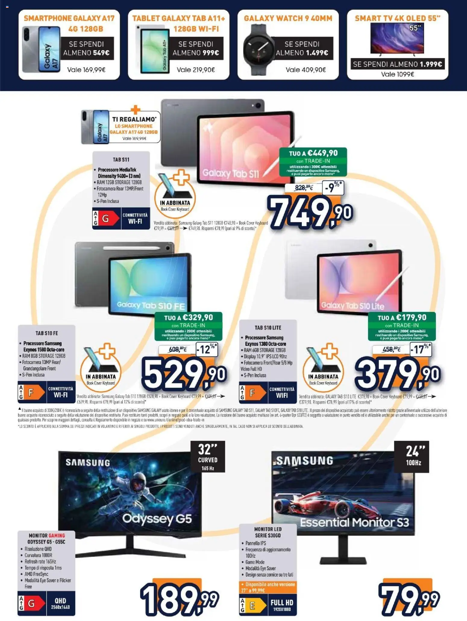 Anteprima dell'opuscolo Unieuro volantino Samsung dal negozio Unieuro valido da 07/09/2026 - Video, Samsung, Smartphone, Samsung Galaxy, TV, Tablet, Fotocamera, Monitor
