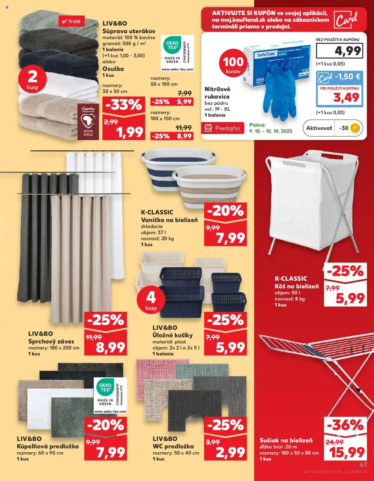Náhľad Kaufland letáku platného od 09.10.2025 - Wc, Rukavice, Kôš, Kôš na bielizeň, Osuška