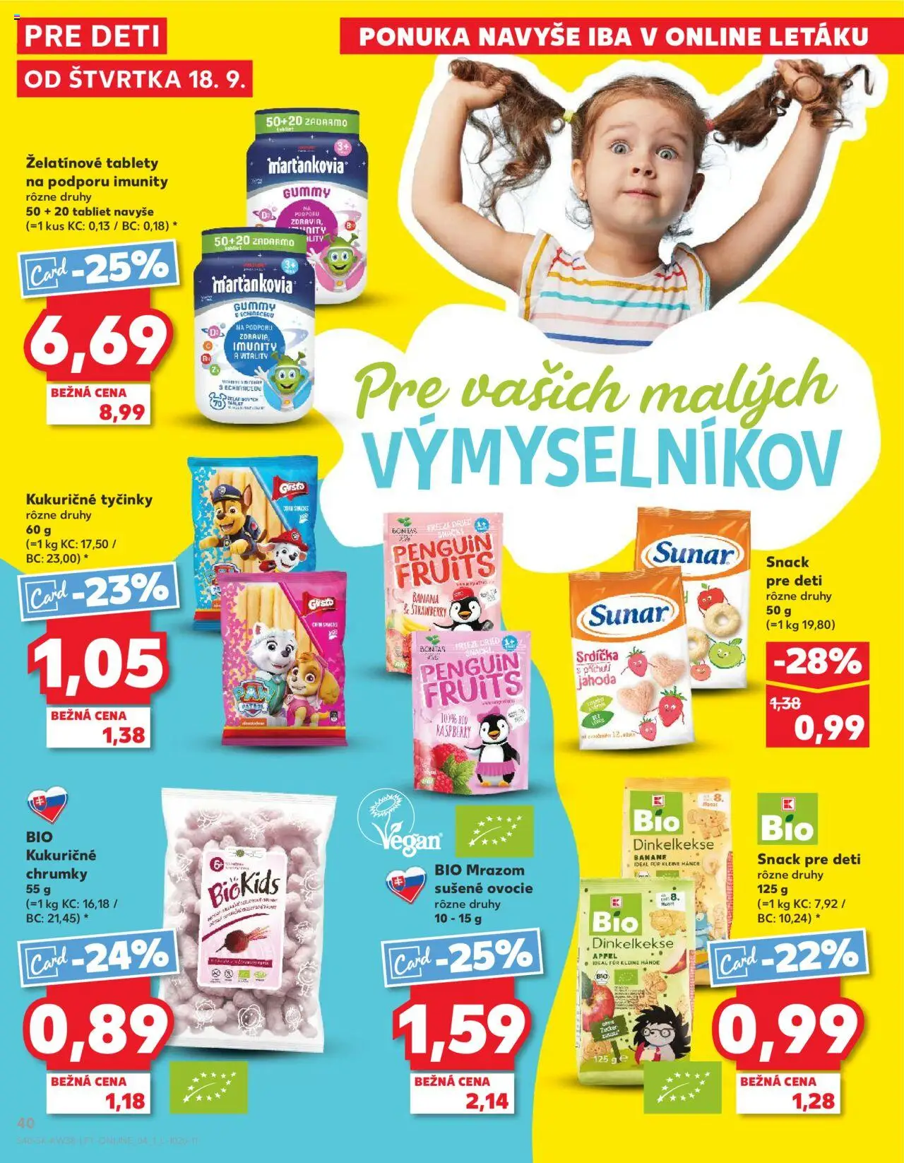 Náhľad Kaufland letáku platného od 18.09.2025 - Ovocie, Sunar, Mrazom sušené ovocie, Marťankovia
