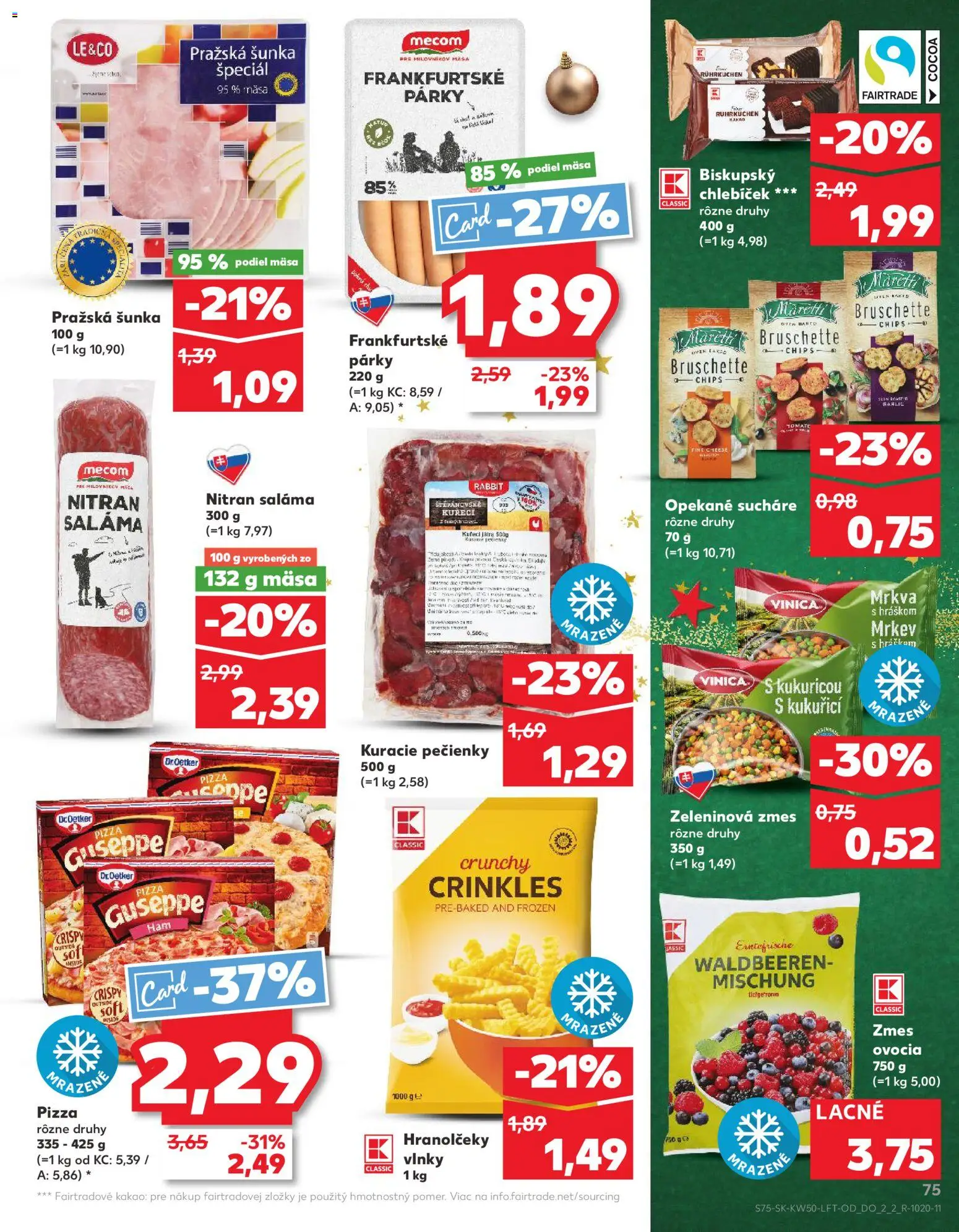 Náhľad Kaufland letáku platného od 11.12.2025 - Pizza, Mrkva, Kakao, Šunka, Párky, Saláma