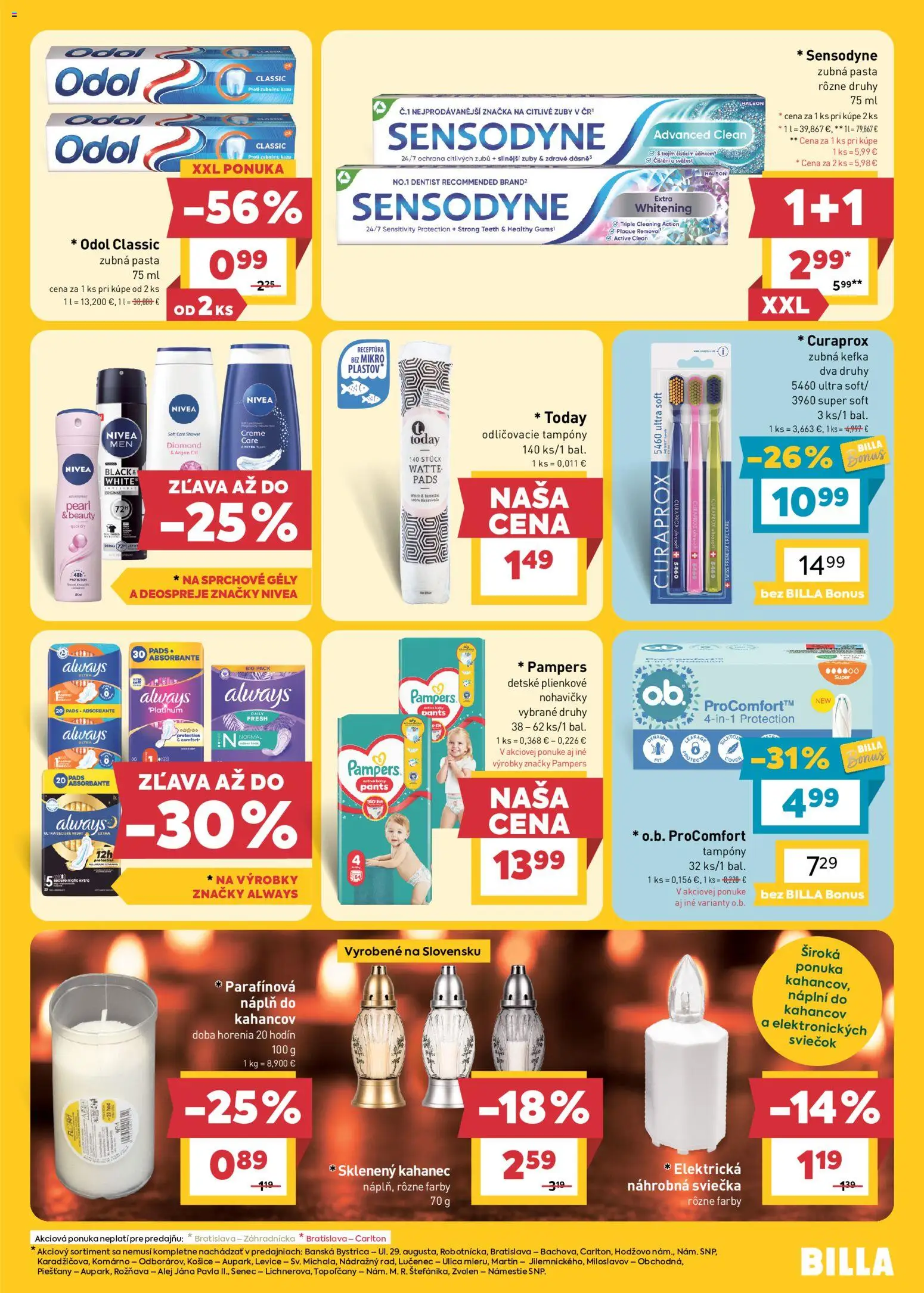 Náhľad Billa letáku platného od 07.10.2026 - Curaprox, Nivea, Nohavičky, Pampers, Zubná pasta, Zubná kefka