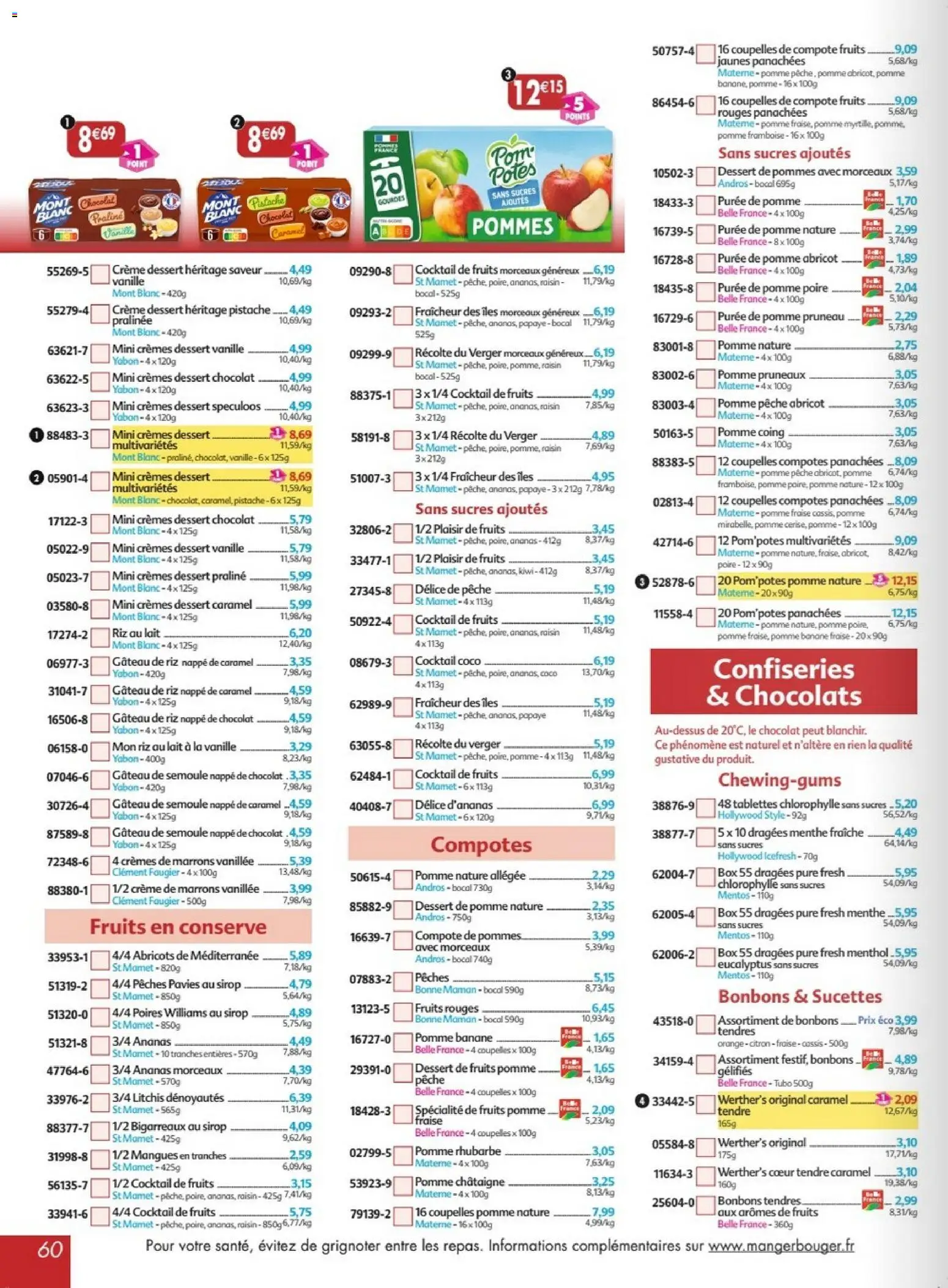 Prévisualisation de Maximo catalogue epicerie du magasin Maximo formulaire valide 26/10/2026 - Dessert, Pêche, Fraise, Rhubarbe, Semoule, Abricots, Fruits en conserve, Pom'potes