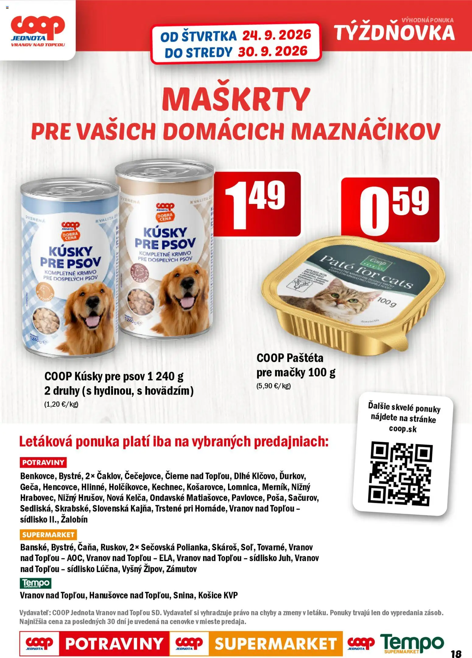 Náhľad COOP Jednota letáku platného od 24.09.2026 - Paštéta