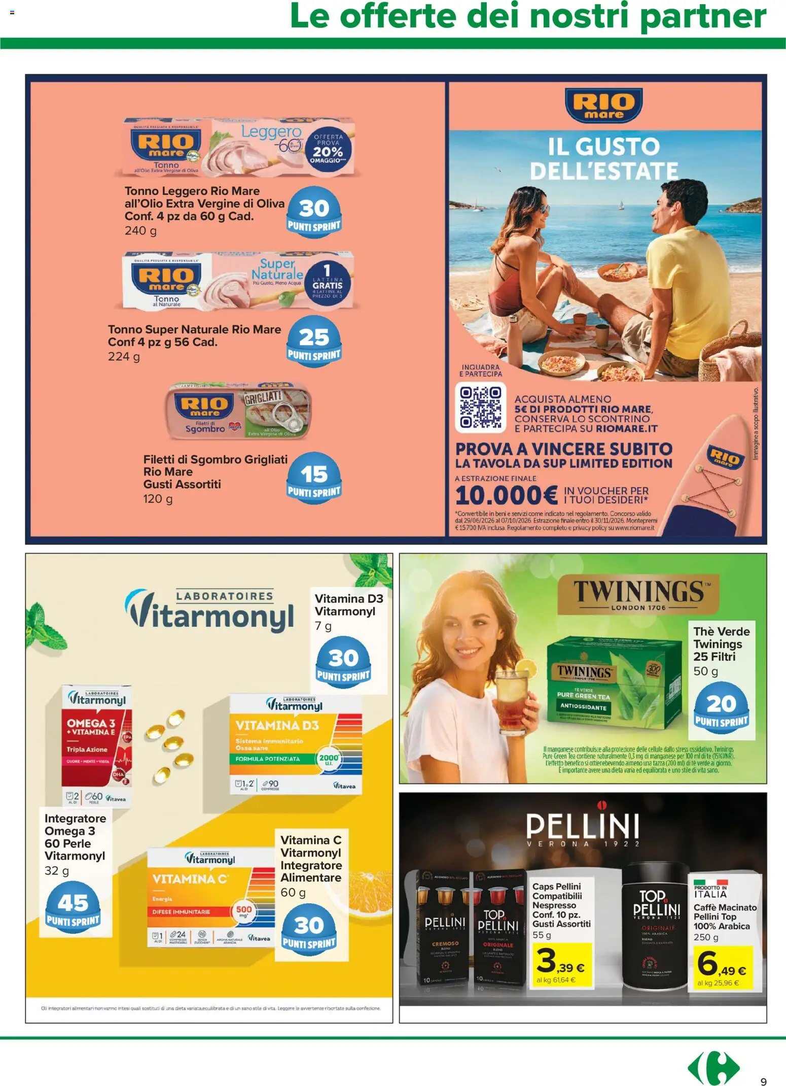 Anteprima dell'opuscolo Carrefour volantino dal negozio Carrefour valido da 27/08/2026 - Acqua, The, Omega, Top, Tè verde, Tè, Pellini, Caffè macinato