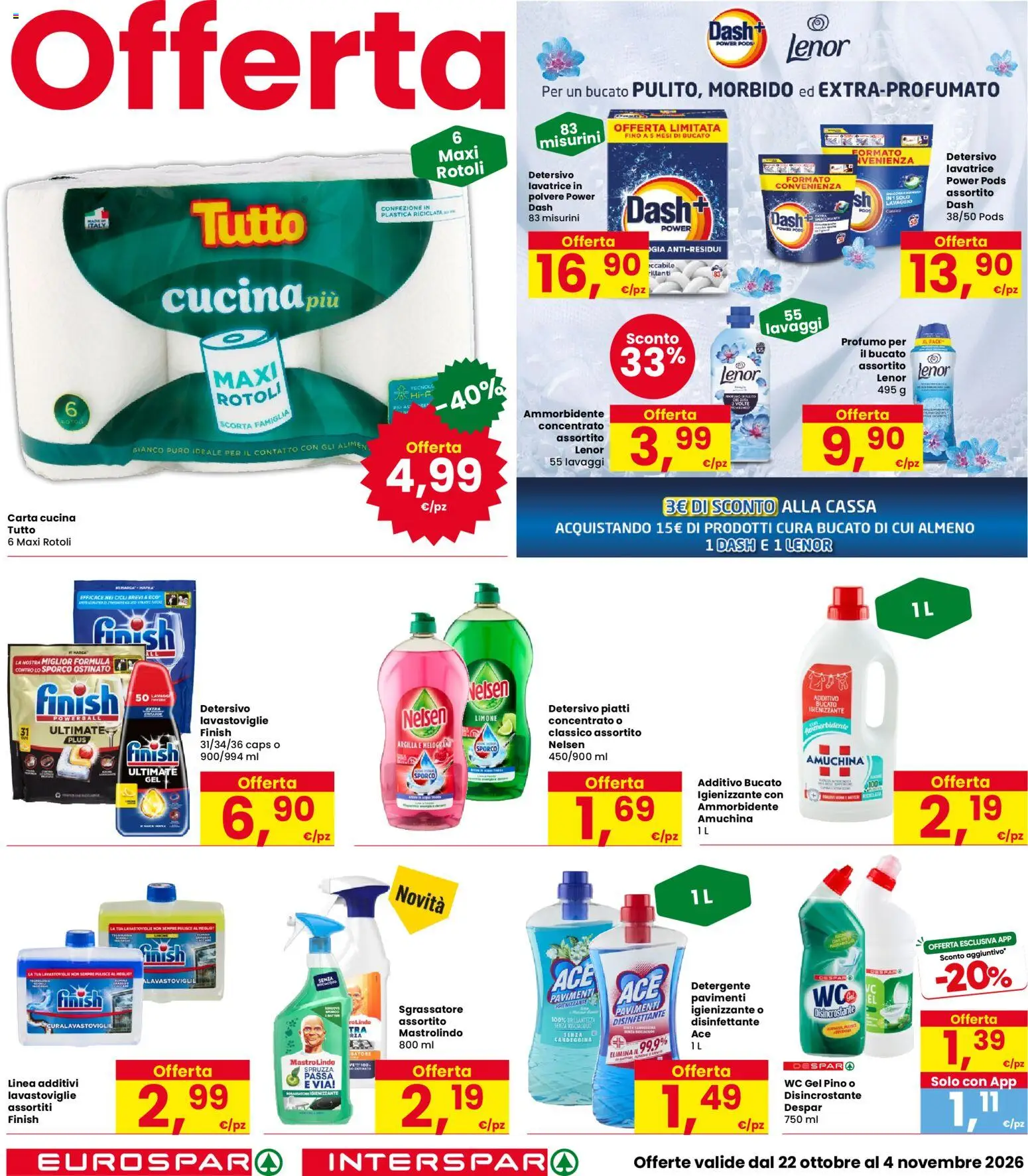 Anteprima dell'opuscolo Interspar volantino Capri dal negozio Interspar valido da 22/10/2026 - Lavatrice, Limone, Lavastoviglie, WC, Profumo, Candeggina, Sgrassatore, Detergente