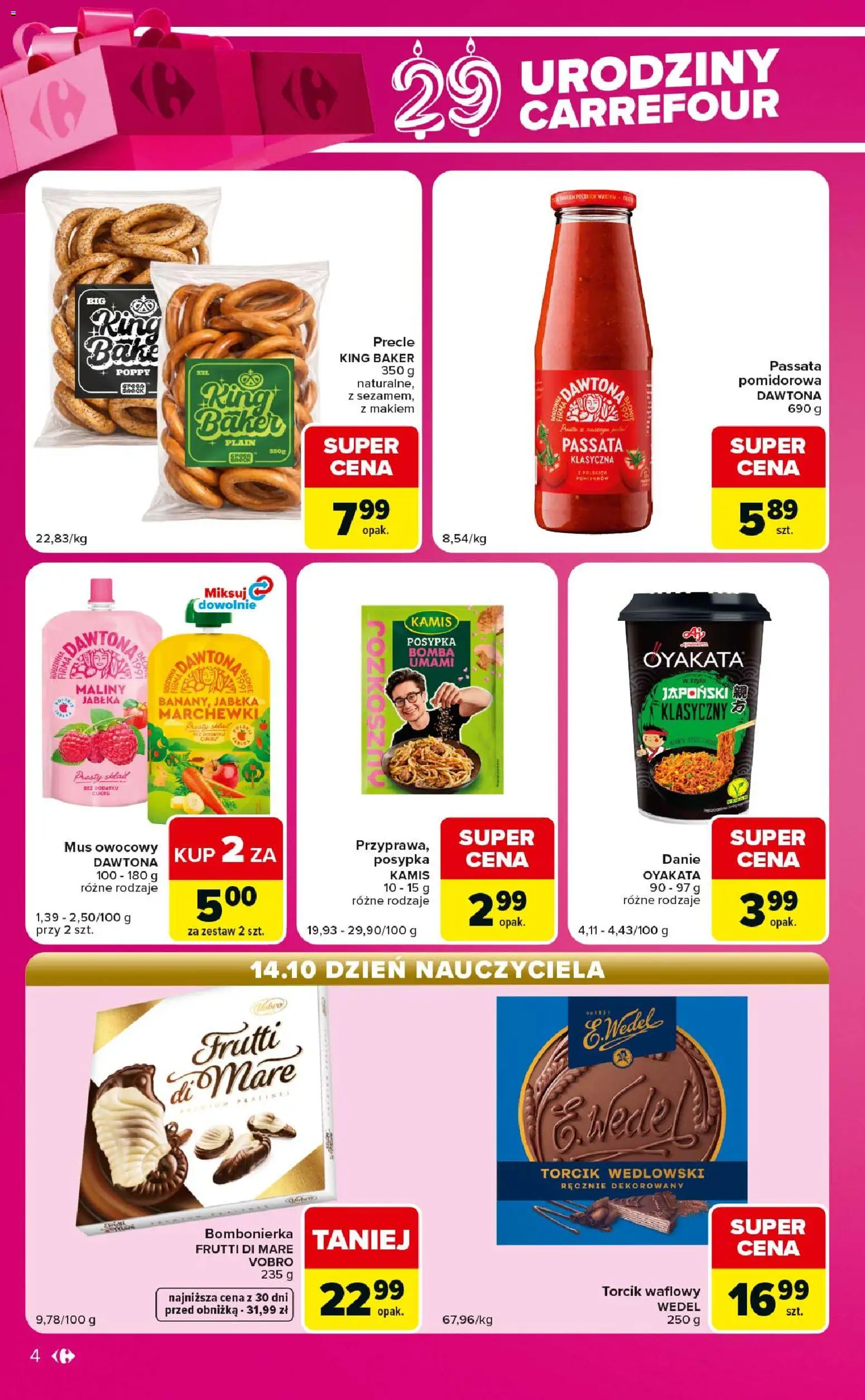 Pogląd gazetki "Carrefour gazetka - Express" ze sklepu Carrefour ważnej od 13.10.2026 - Bombonierka, Maliny, Jabłka, Passata, Torcik wedlowski, Frutti di Mare, Mus owocowy