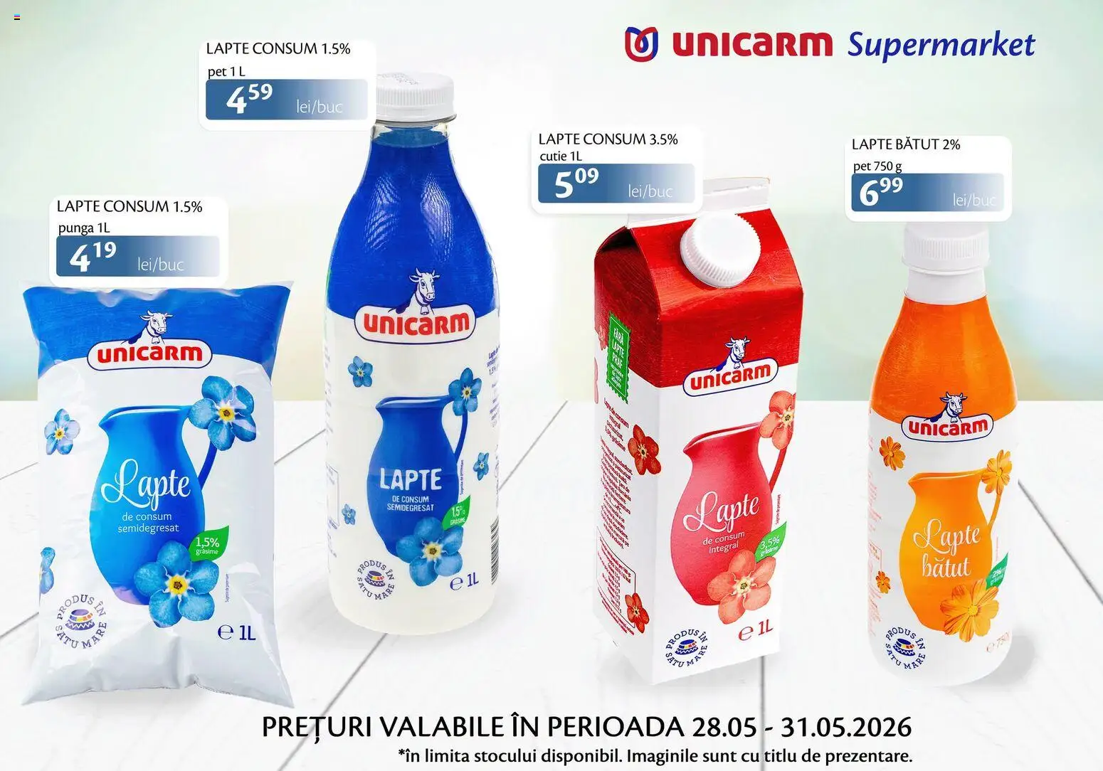 Previzualizarea de cataloage: Unicarm Unicarm Catalog Produse lactate valabil de la 28.05.2026 - Lapte, Cutie, Pungă