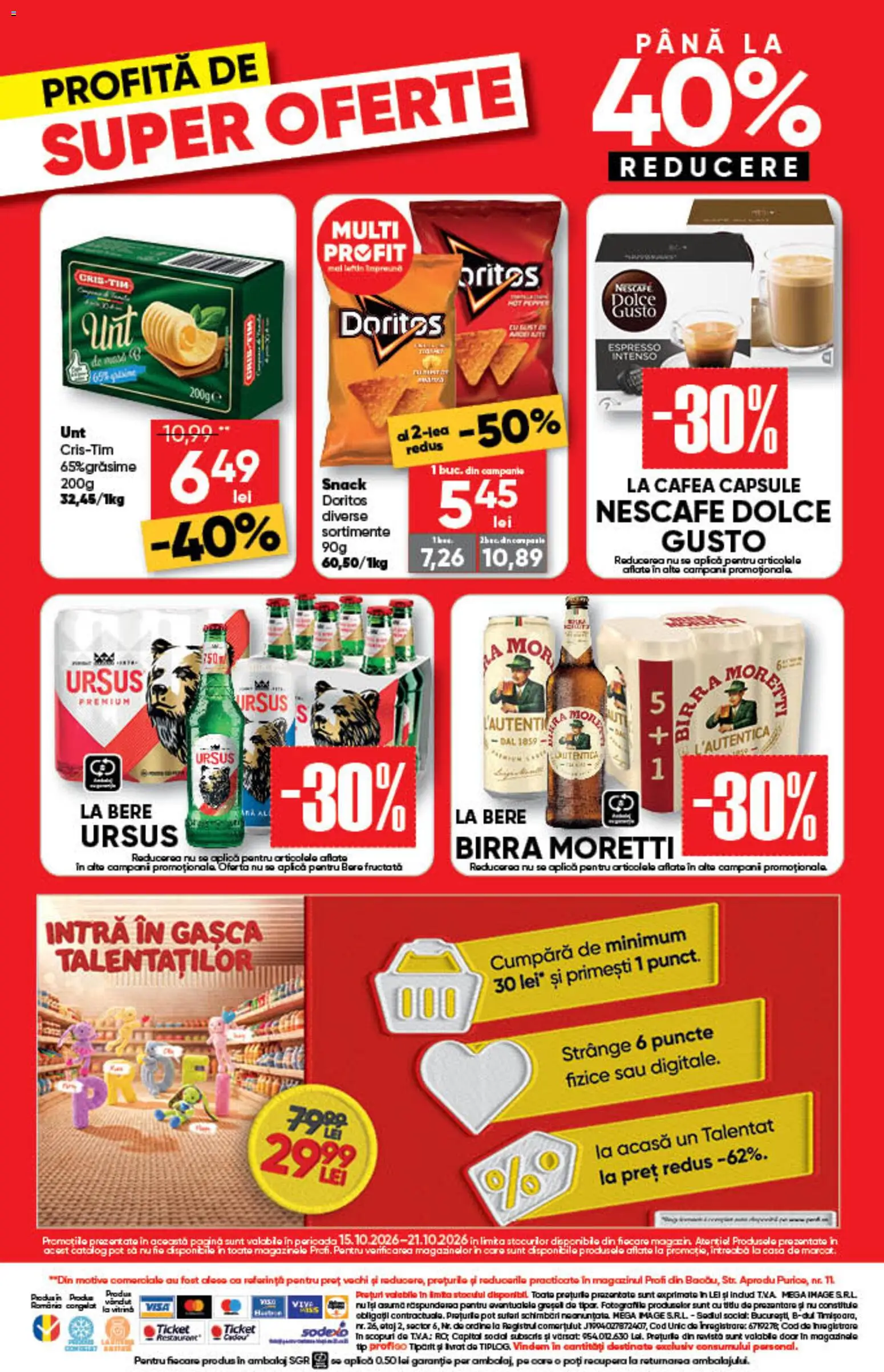 Previzualizarea de cataloage: Profi Profi Catalog Go valabil de la 15.10.2026 - Cafea, Bere, Unt, Doritos, Ursus, Tip, Premium, Aplică