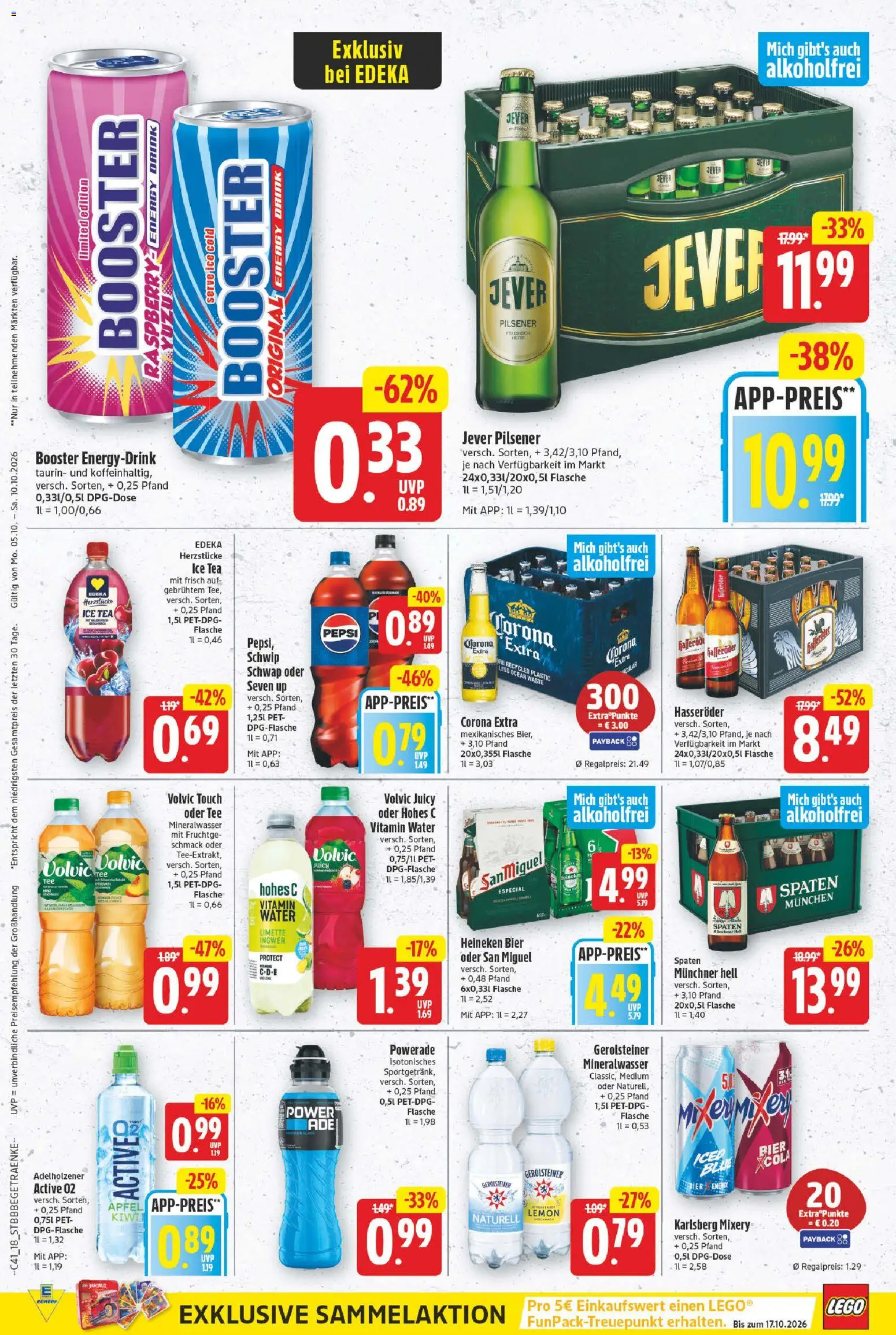 Vorschau von dem Prospekt des Geschäftes E center, gültig ab dem 05.10.2026 - Tee, Mineralwasser, Gerolsteiner, Pepsi, Volvic, Adelholzener, Hohes c, Volvic touch