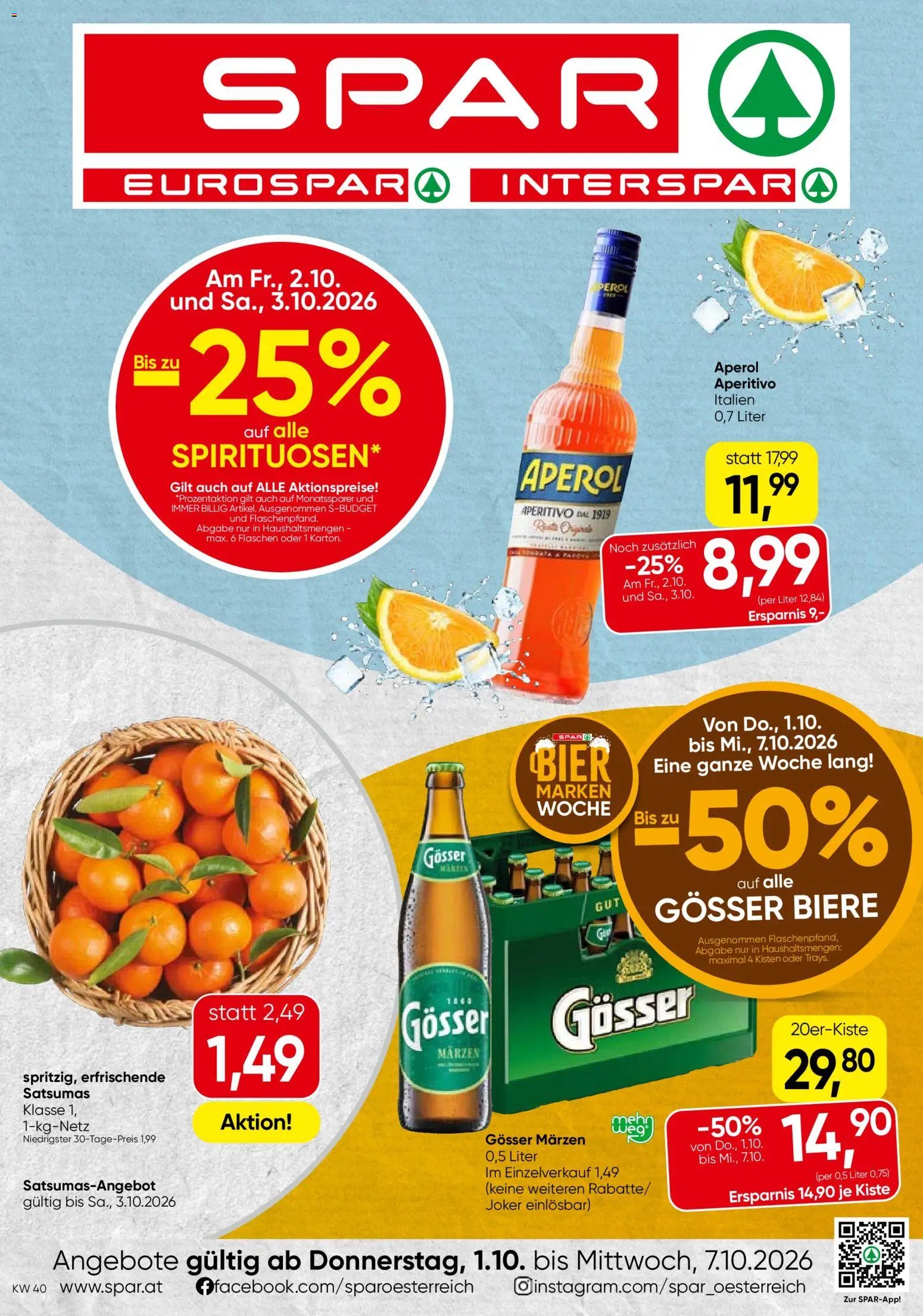 Vorschau der Angebote: Spar Spar Broschüre gültig ab 01.10.2026 - Bier, Aperol
