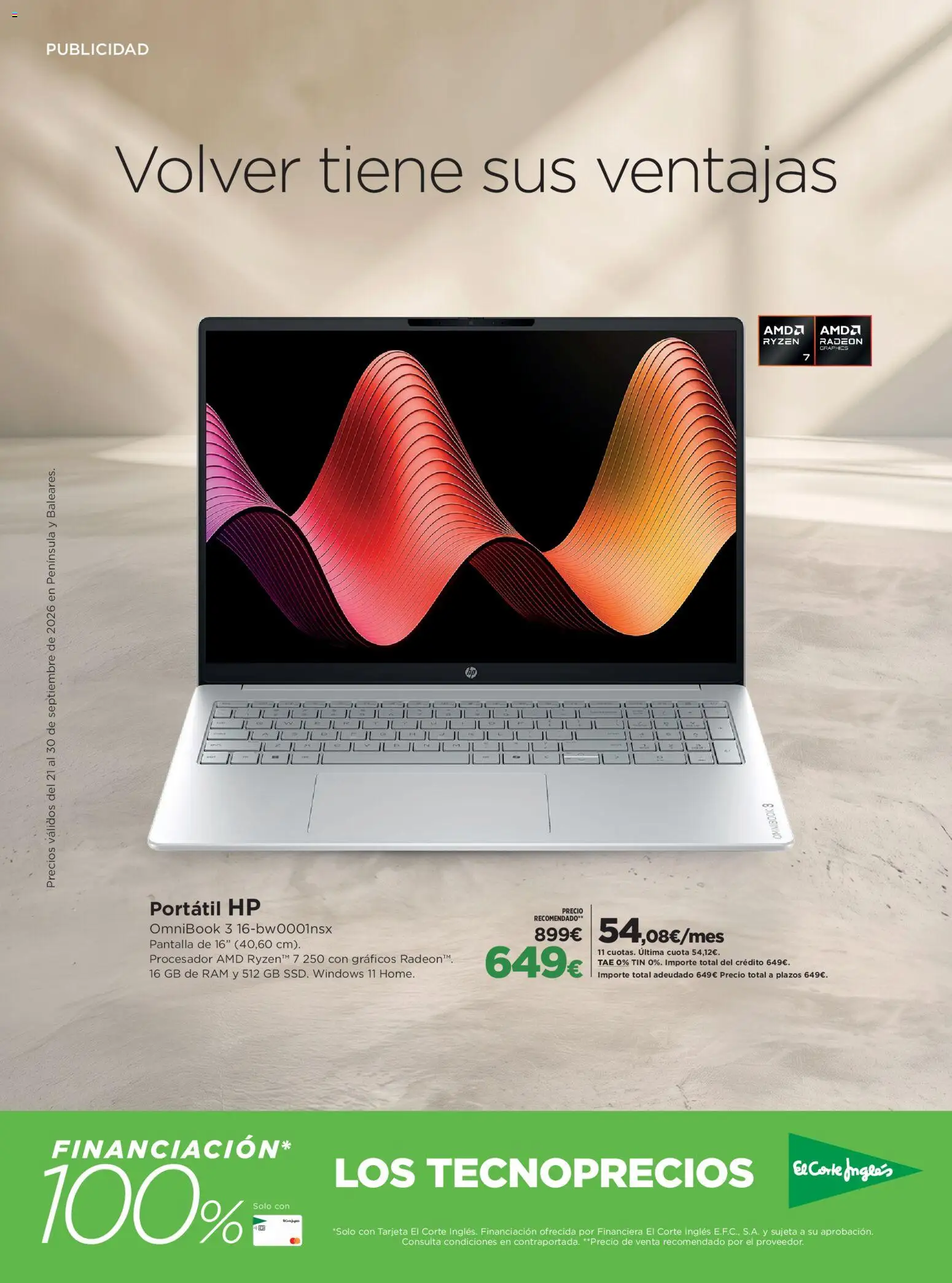 Vista previa del folleto de la tienda El Corte Inglés válido desde el 21/09/2026 - Portátil, Portátil HP