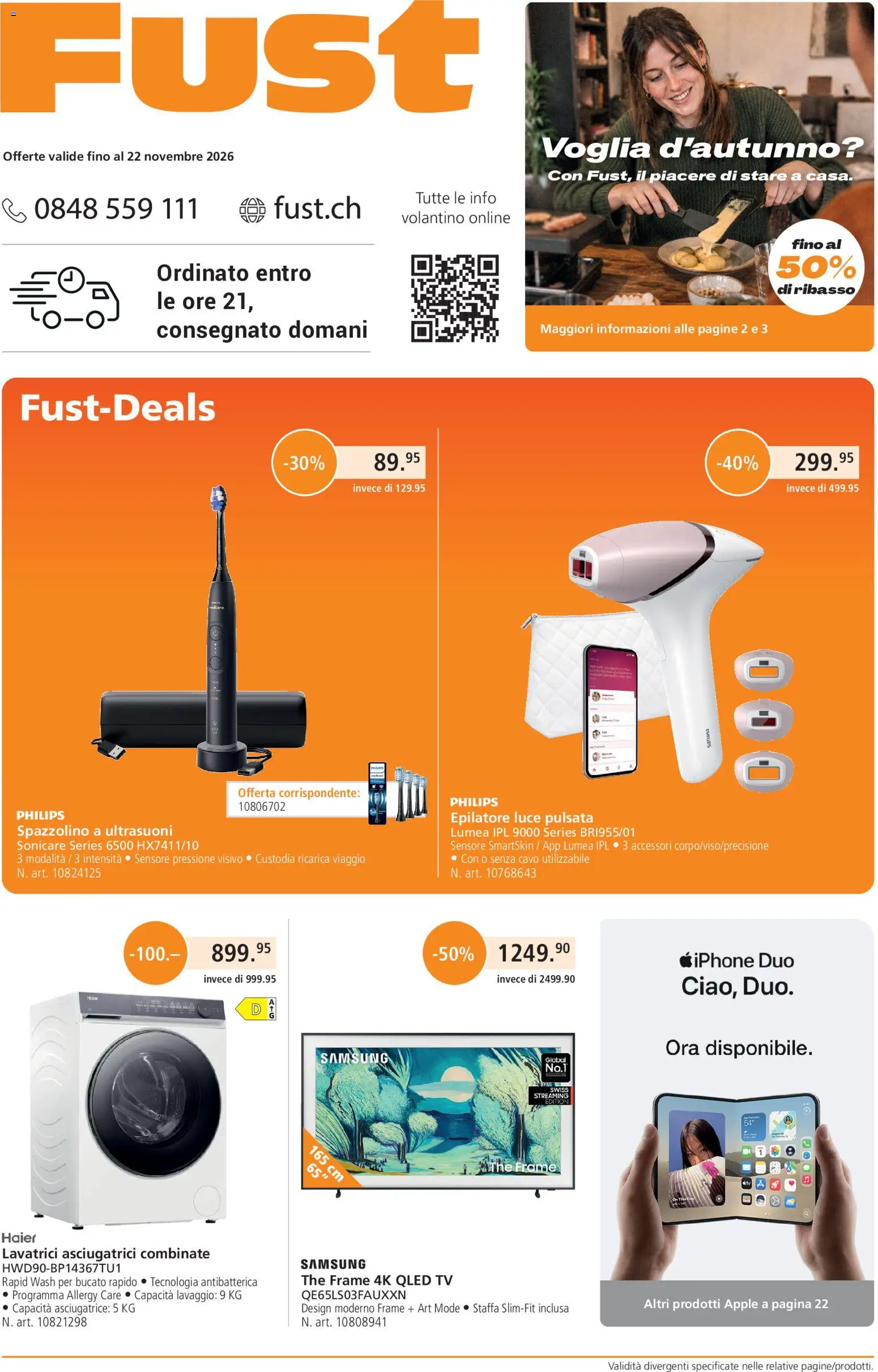 Vorschau des Merkblatts Fust aktionen IT vom Shop Fust gültig von 26.10.2026 bis 22.11.2026 - Apple, Samsung, Iphone, TV, Philips