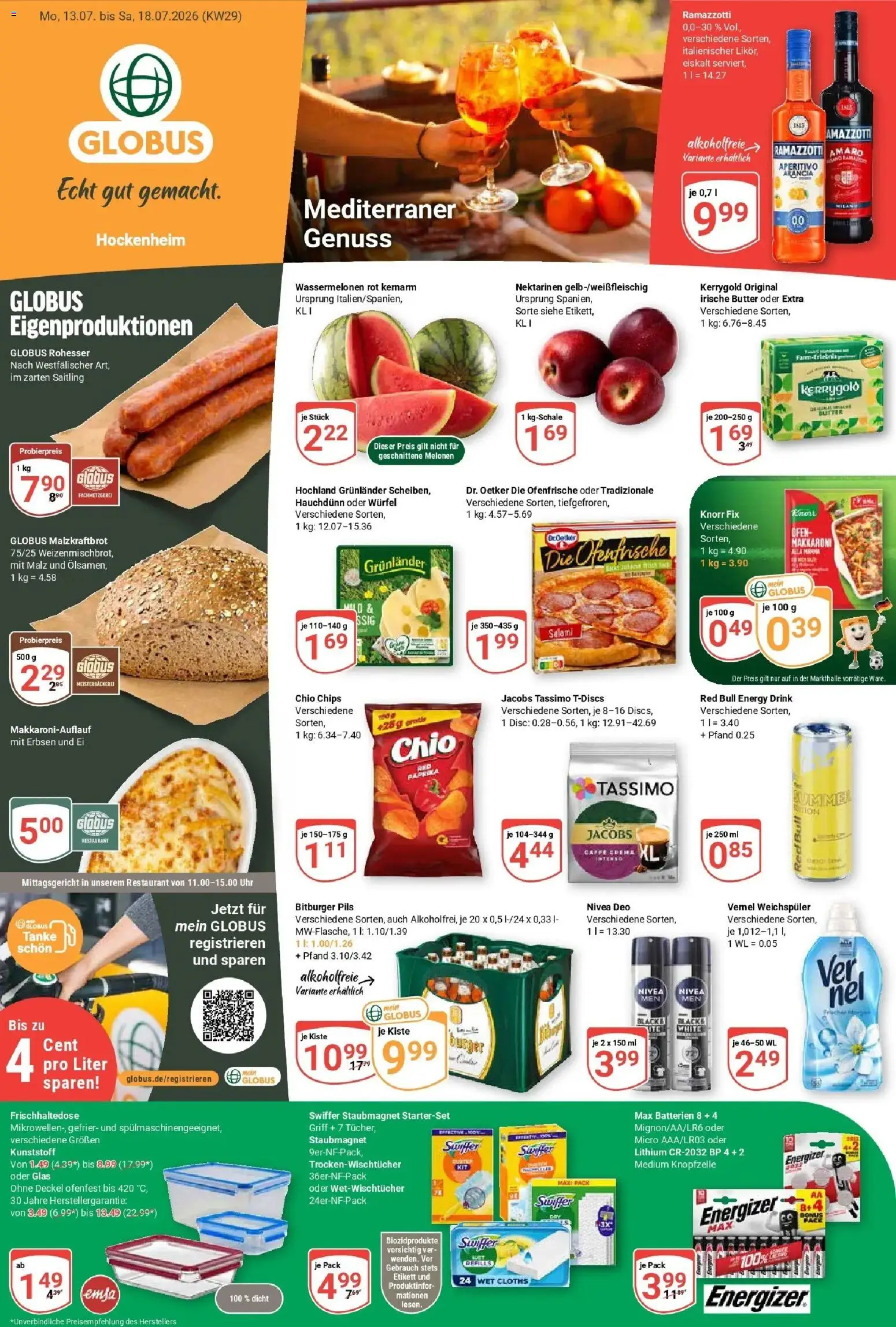 Vorschau von dem Prospekt des Geschäftes Globus, gültig ab dem 13.07.2026 - Chips, Red bull, Batterien, Ramazzotti, Paprika, Energy, Salami, Knorr