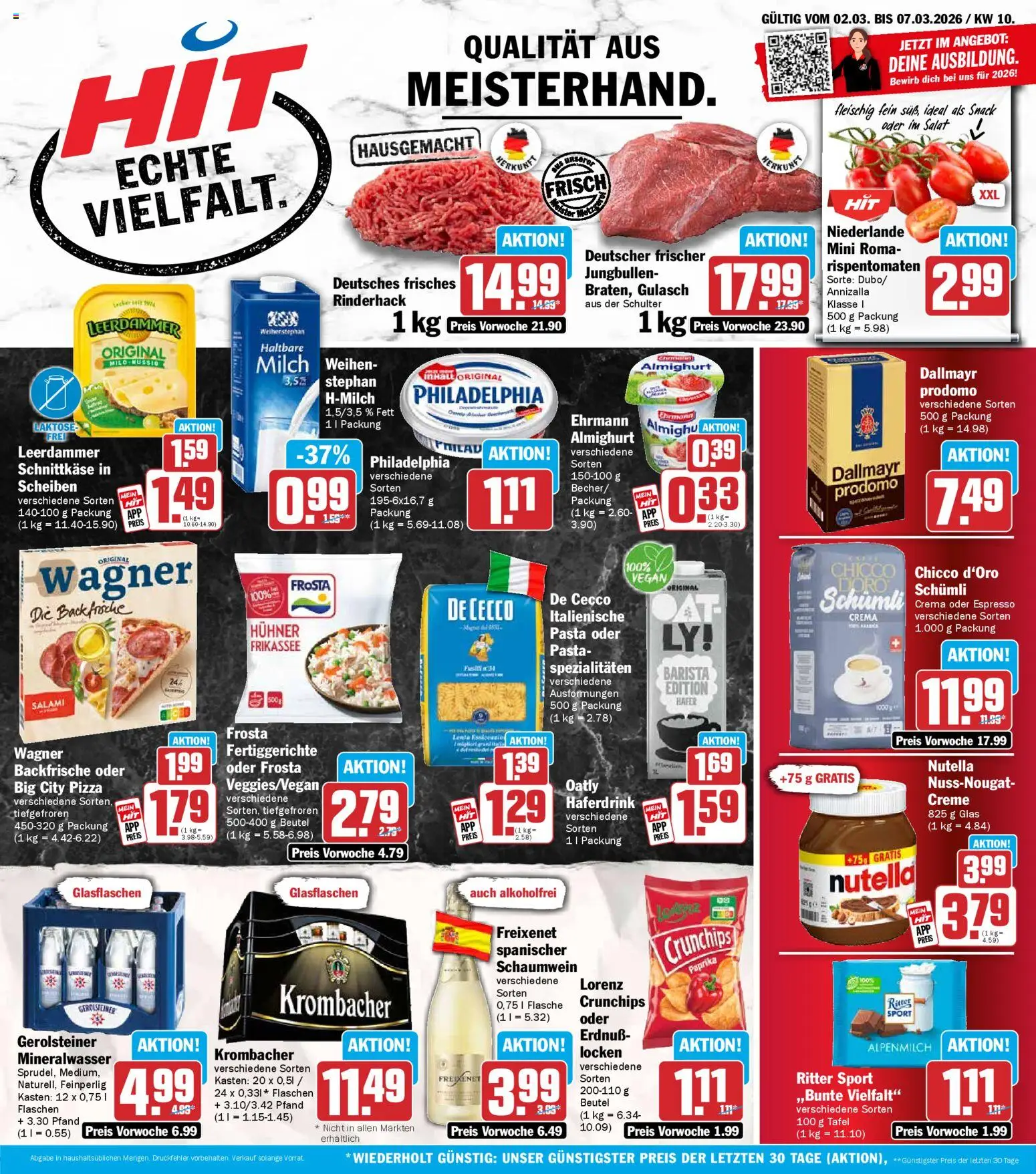Vorschau von dem Prospekt des Geschäftes HIT, gültig ab dem 02.03.2026 - Pasta, Mineralwasser, Gerolsteiner, Ritter sport, Krombacher, Frosta, Fertiggerichte, Spezialitäten