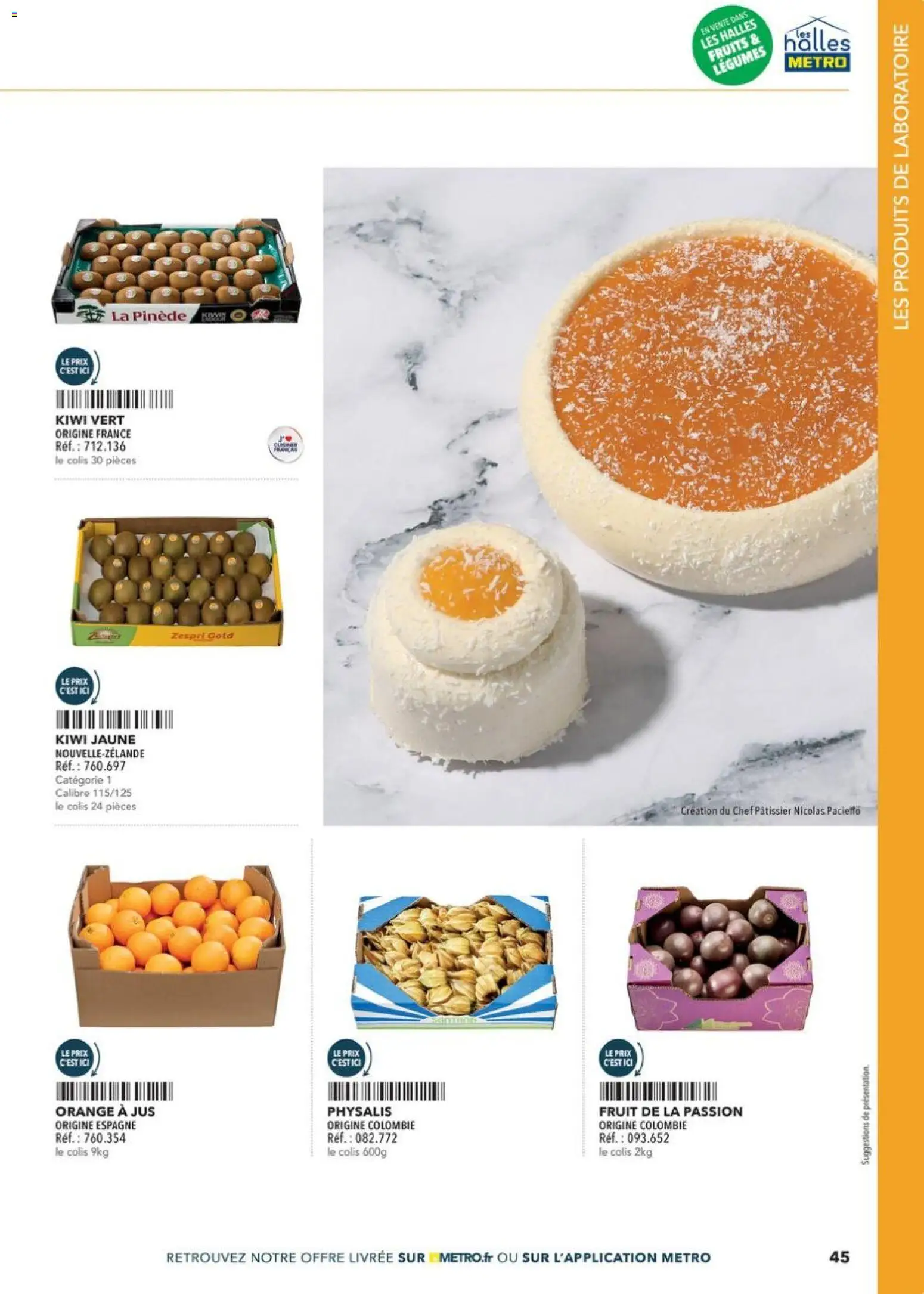 Prévisualisation de Boulangers Pâtissiers du magasin METRO formulaire valide 30/04/2026 - Orange, Fruits, Kiwi, Fruit de la passion, Jus, Orange a Jus, Kiwi vert