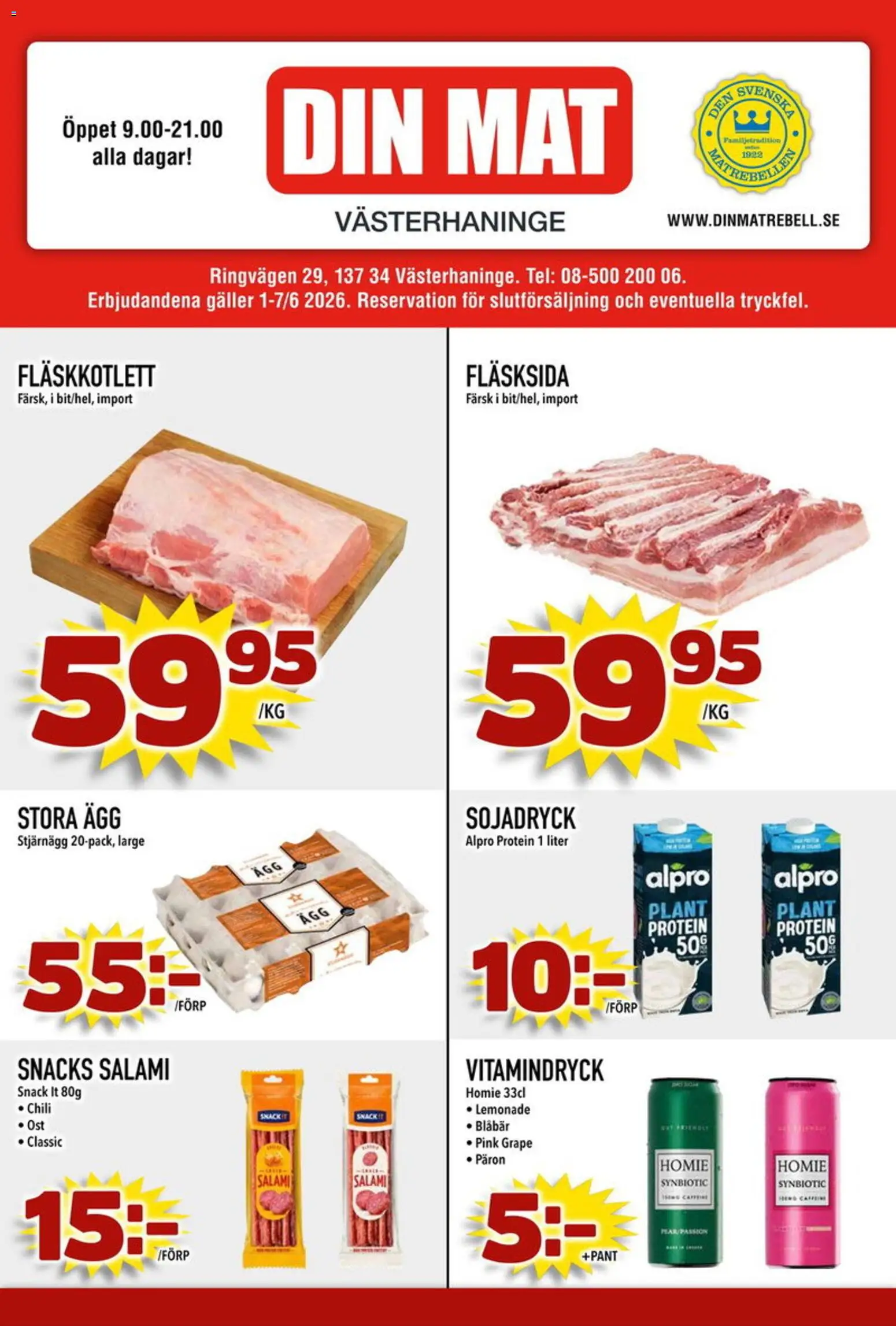 Förhandsgranska reklamblad Din Mat erbjudanden från butik Din Mat gäller från 01/06/2026