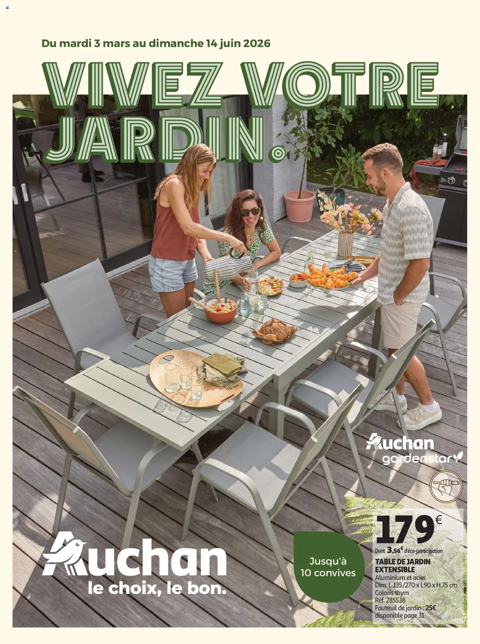 Voorbeeld van Auchan Jardinage, meubles jardin van winkel Auchan geldig vanaf 03/03/2026 - Fauteuil, Mars