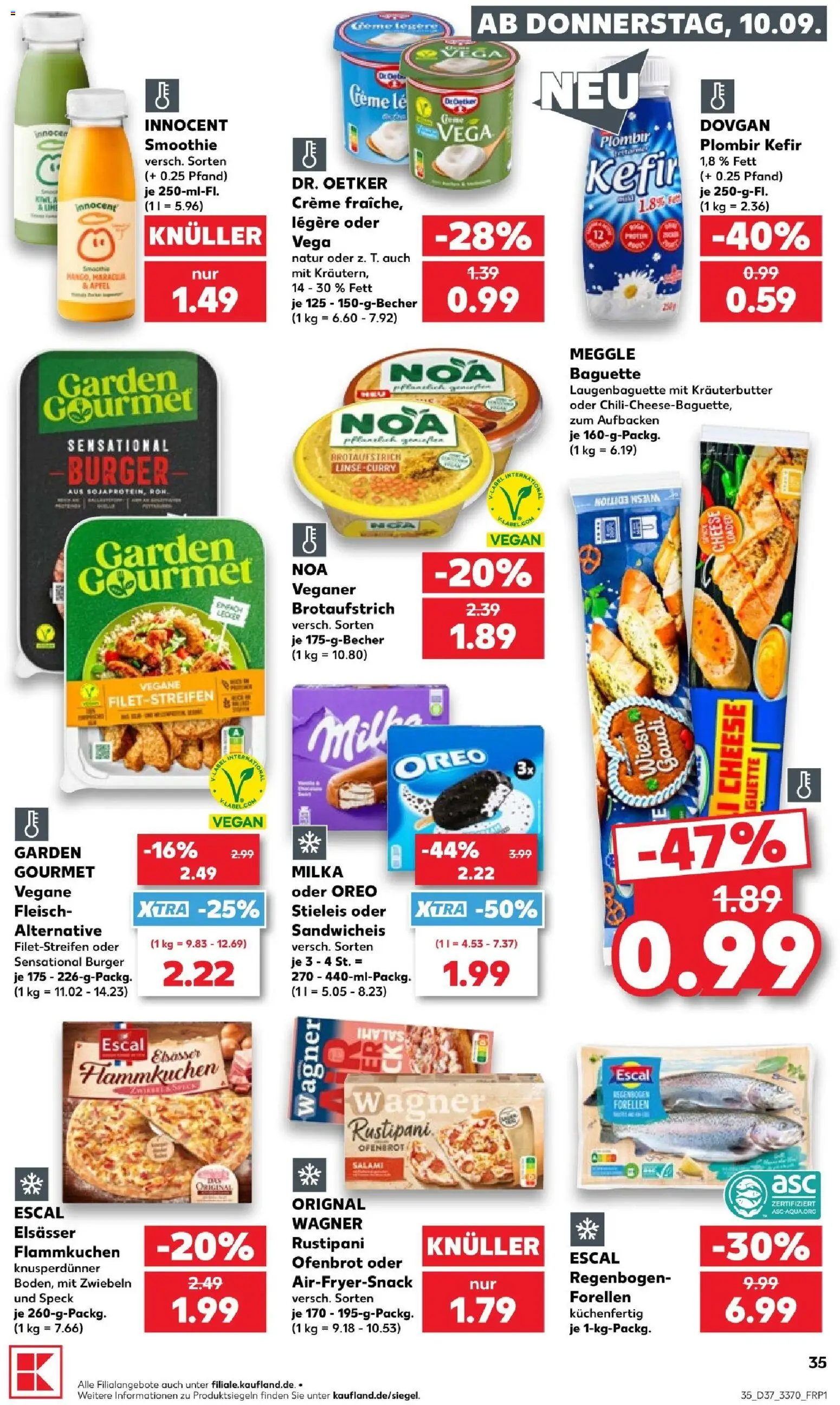 Vorschau von dem Prospekt des Geschäftes Kaufland, gültig ab dem 10.09.2026 - Burger, Äpfel, Kefir, Baguette, Fleisch, Kräuterbutter, Creme, Zwiebeln