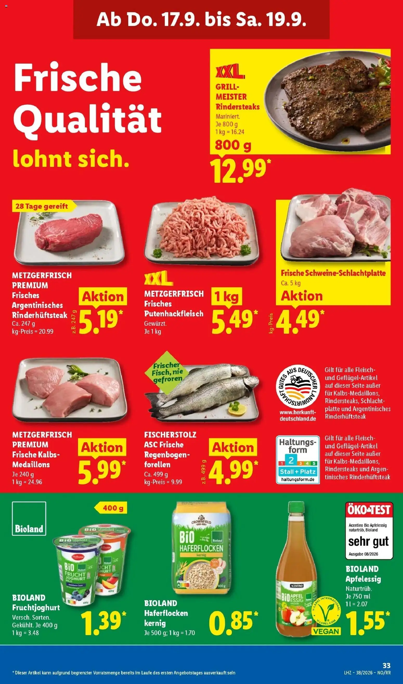Vorschau von dem Prospekt des Geschäftes Lidl, gültig ab dem 14.09.2026 - Apple, Äpfel, Steak, Grill, Joghurt, Fleisch, Fruchtjoghurt