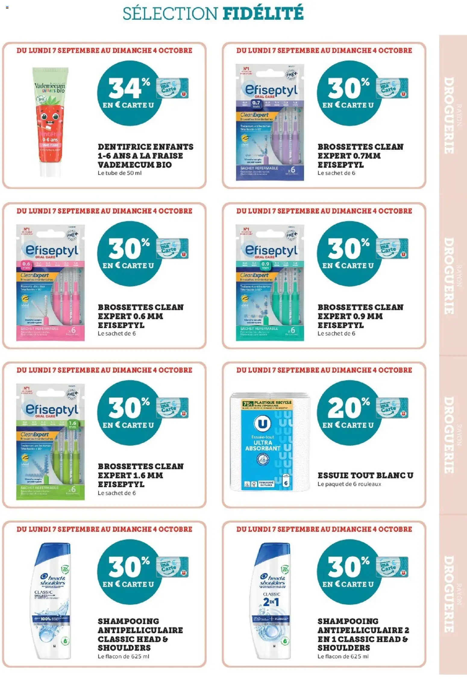 Prévisualisation de Super U - Ma sélection Carte U Septembre du magasin Super U formulaire valide 07/09/2026 - Fraise, Dentifrice, Shampooing, Shampooing antipelliculaire, Head & Shoulders