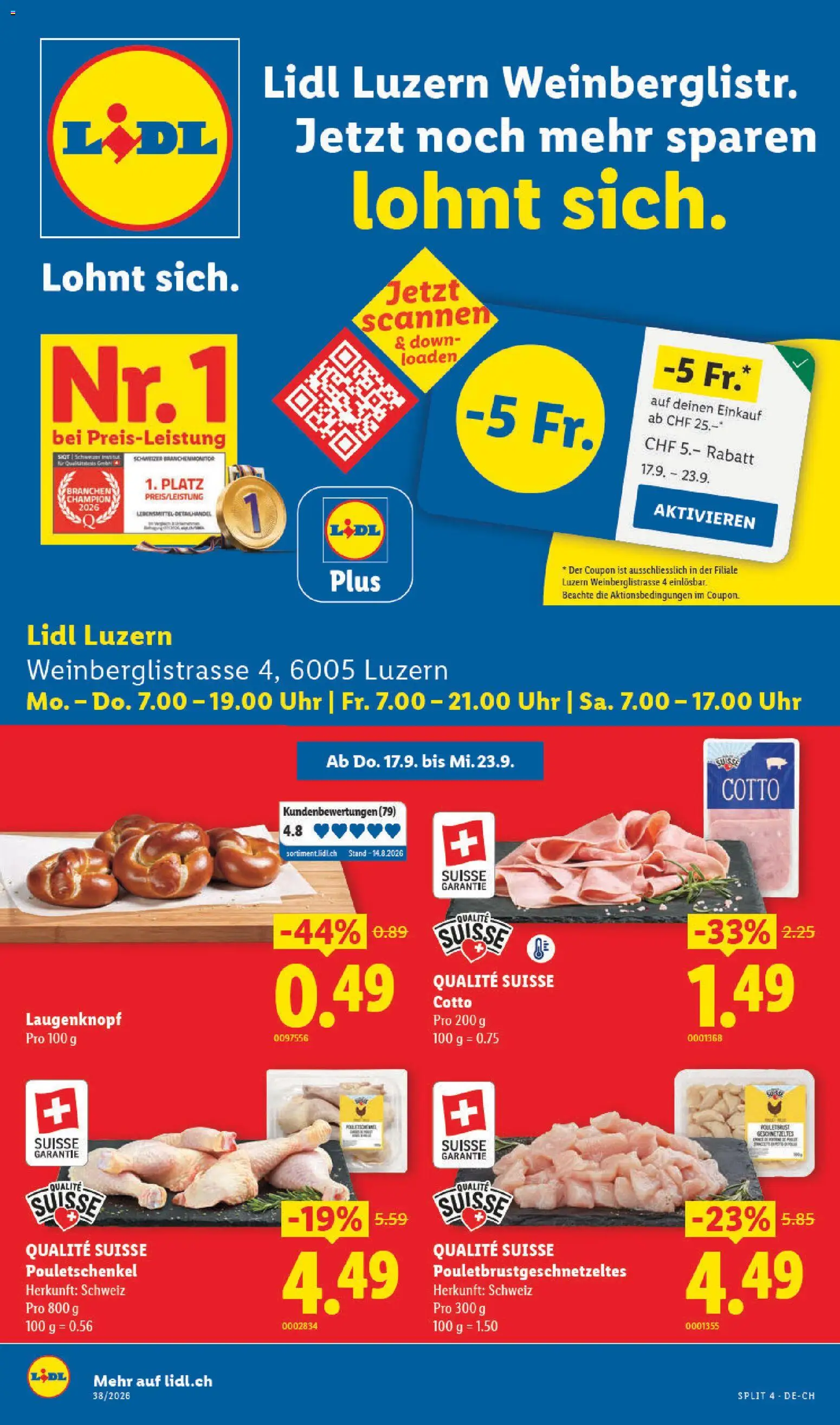 Vorschau des Merkblatts Lidl aktionen Luzern vom Shop Lidl gültig von 17.09.2026 bis 23.09.2026