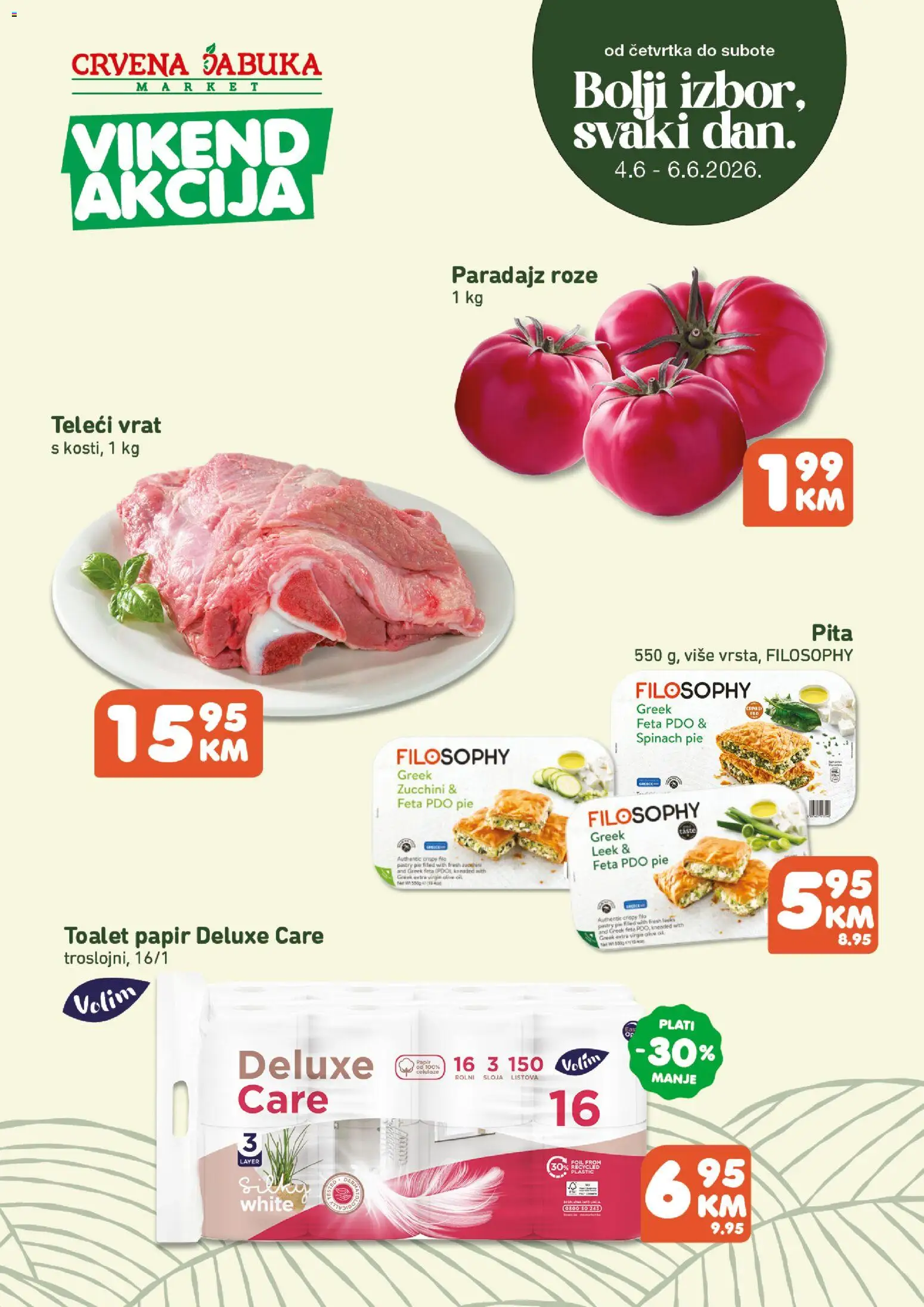 Pregled letka Crvena jabuka vikend akcija trgovine Crvena jabuka vrijedi od 04.06.2026